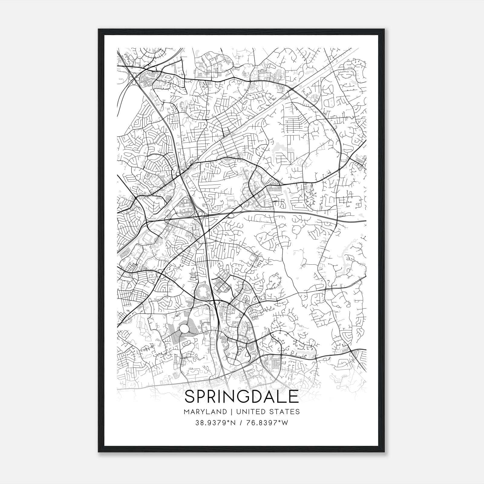 Springdale Maryland Map Poster, Modern Home Decor Wall Art Print Springdale Maryland Map Poster, Modern Home Decor Wall Art Print