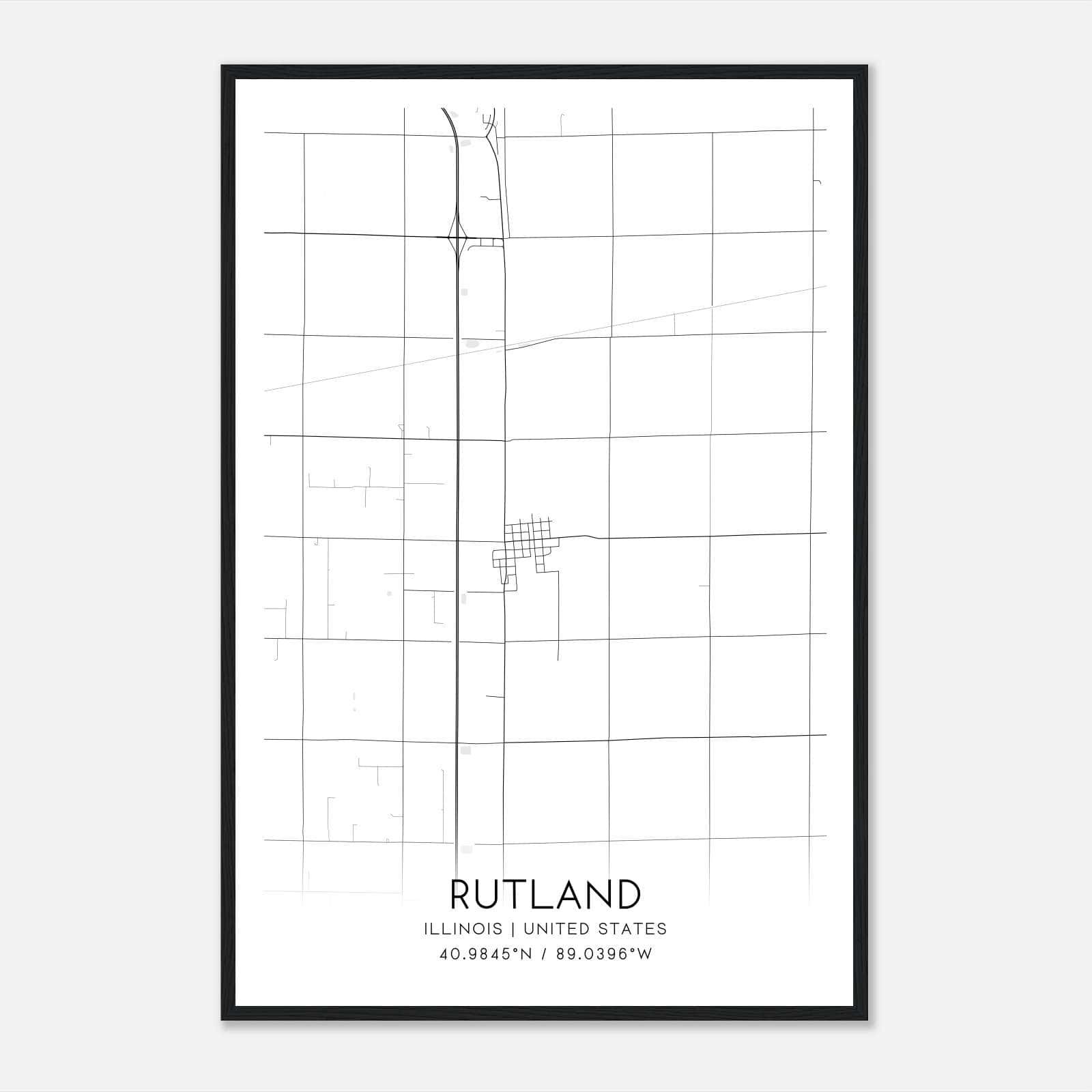 Rutland Illinois Map Poster, Modern Home Decor Wall Art Print Rutland Illinois Map Poster, Modern Home Decor Wall Art Print