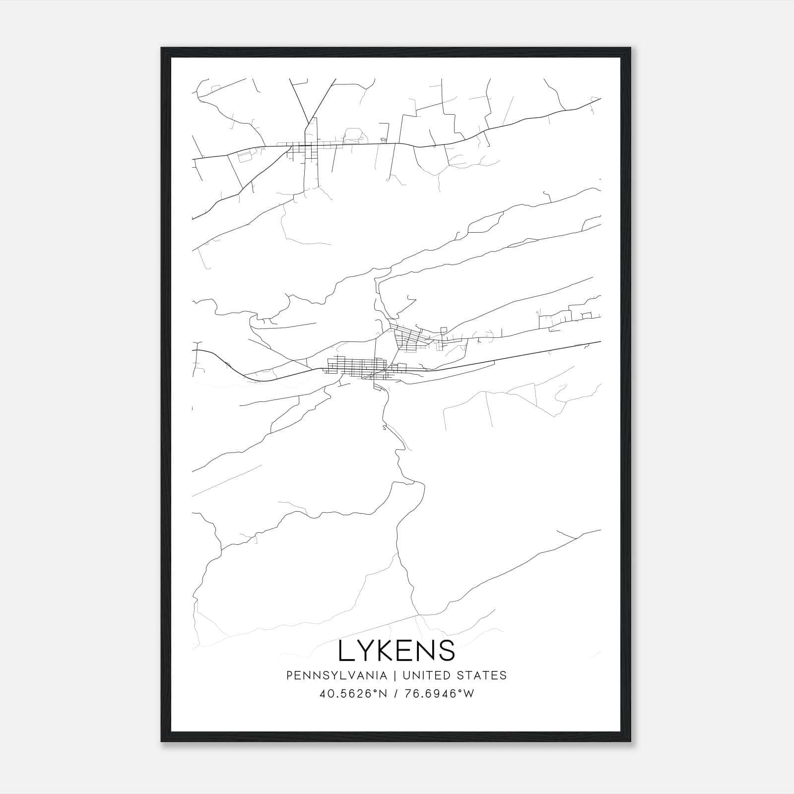 Lykens Pennsylvania Map Poster, Modern Home Decor Wall Art Print Lykens Pennsylvania Map Poster, Modern Home Decor Wall Art Print