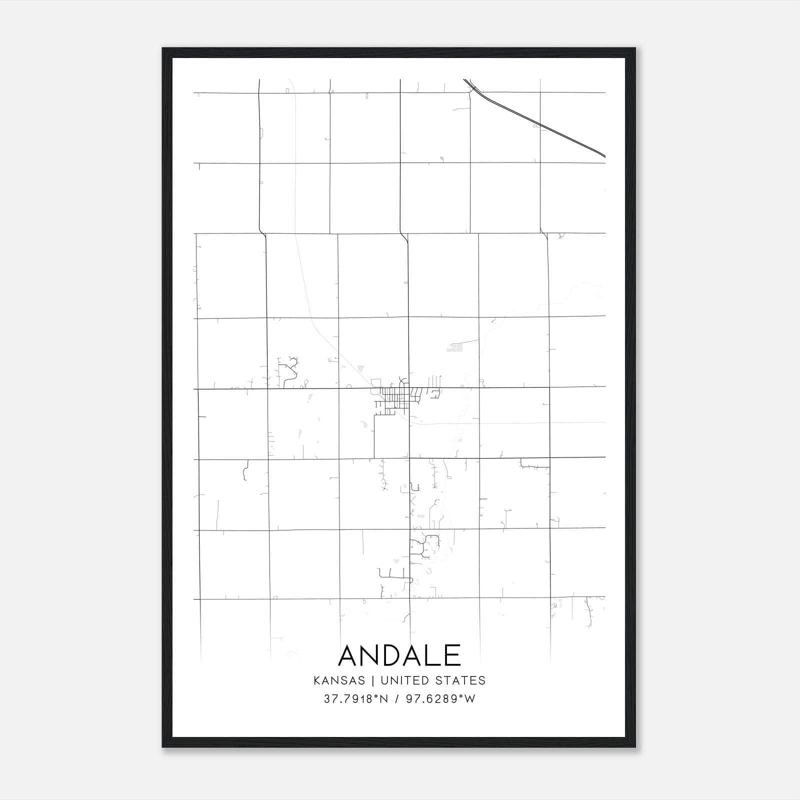 Andale Kansas Map Poster, Modern Home Decor Wall Art Print Andale Kansas Map Poster, Modern Home Decor Wall Art Print