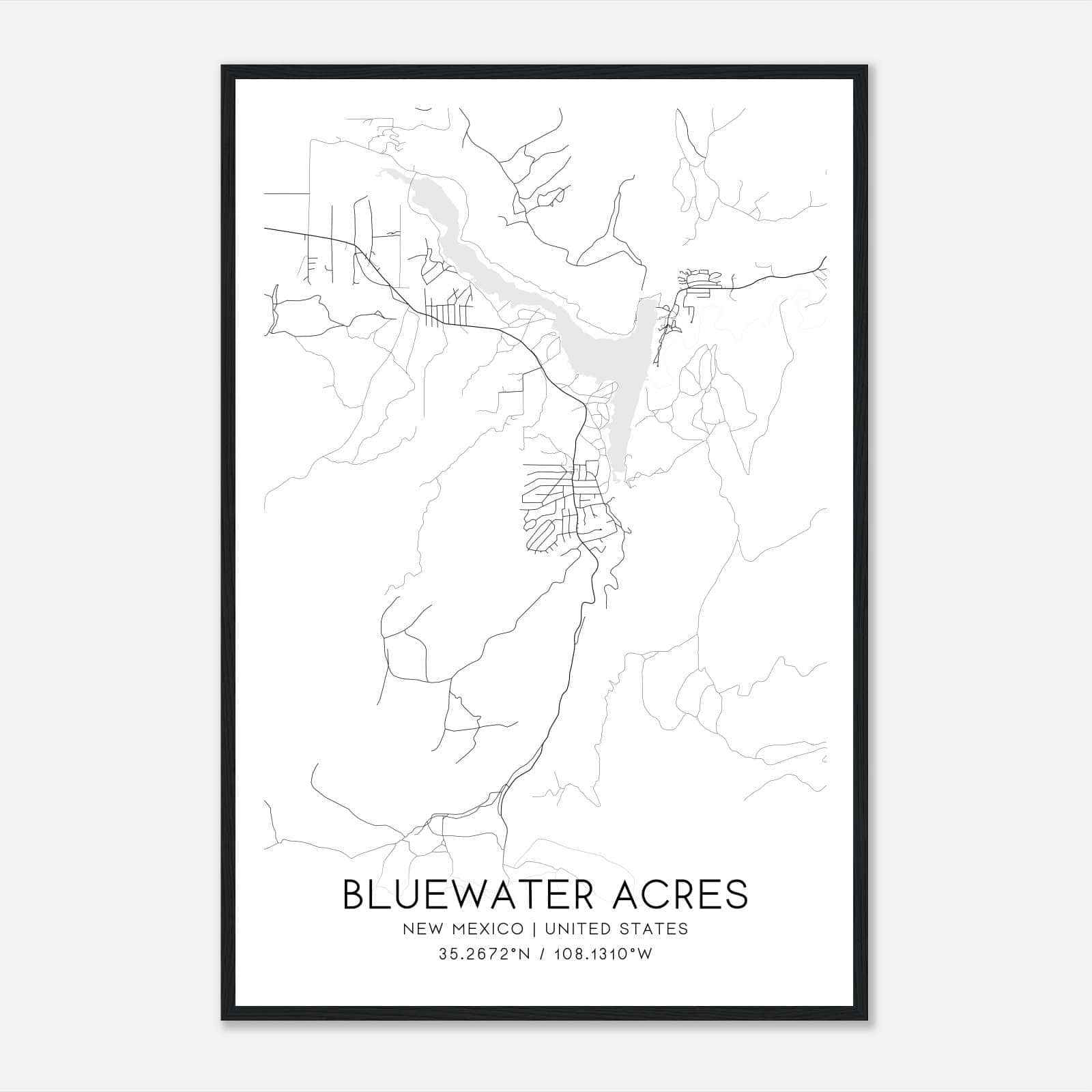 Bluewater Acres New Mexico Map Poster, Modern Home Decor Wall Art Print Bluewater Acres New Mexico Map Poster, Modern Home Decor Wall Art Print
