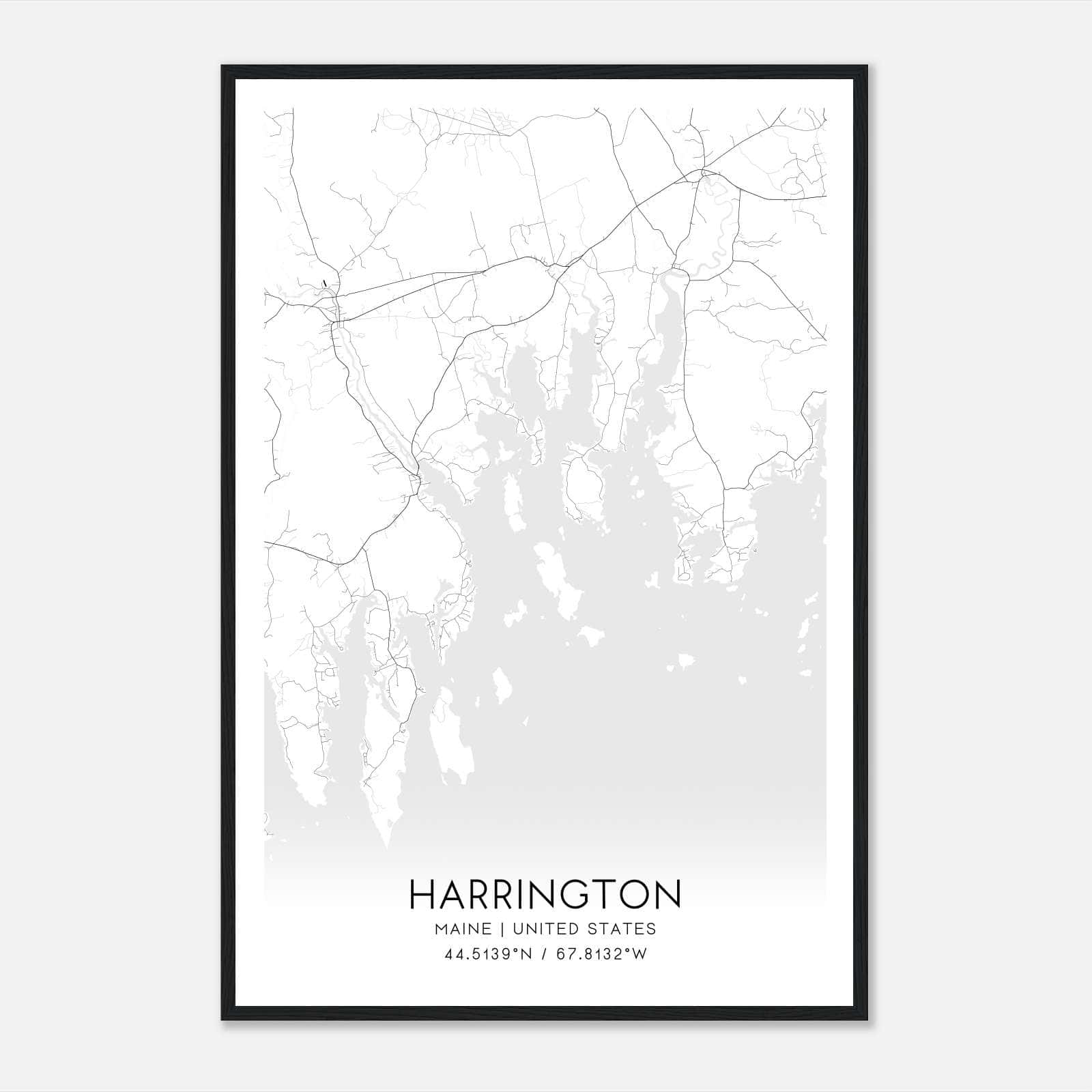 Harrington Maine Map Poster, Modern Home Decor Wall Art Print Harrington Maine Map Poster, Modern Home Decor Wall Art Print