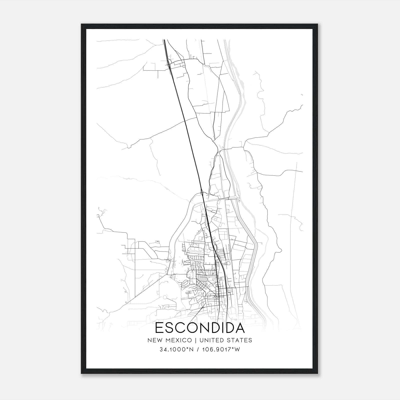 Escondida New Mexico Map Poster, Modern Home Decor Wall Art Print Escondida New Mexico Map Poster, Modern Home Decor Wall Art Print