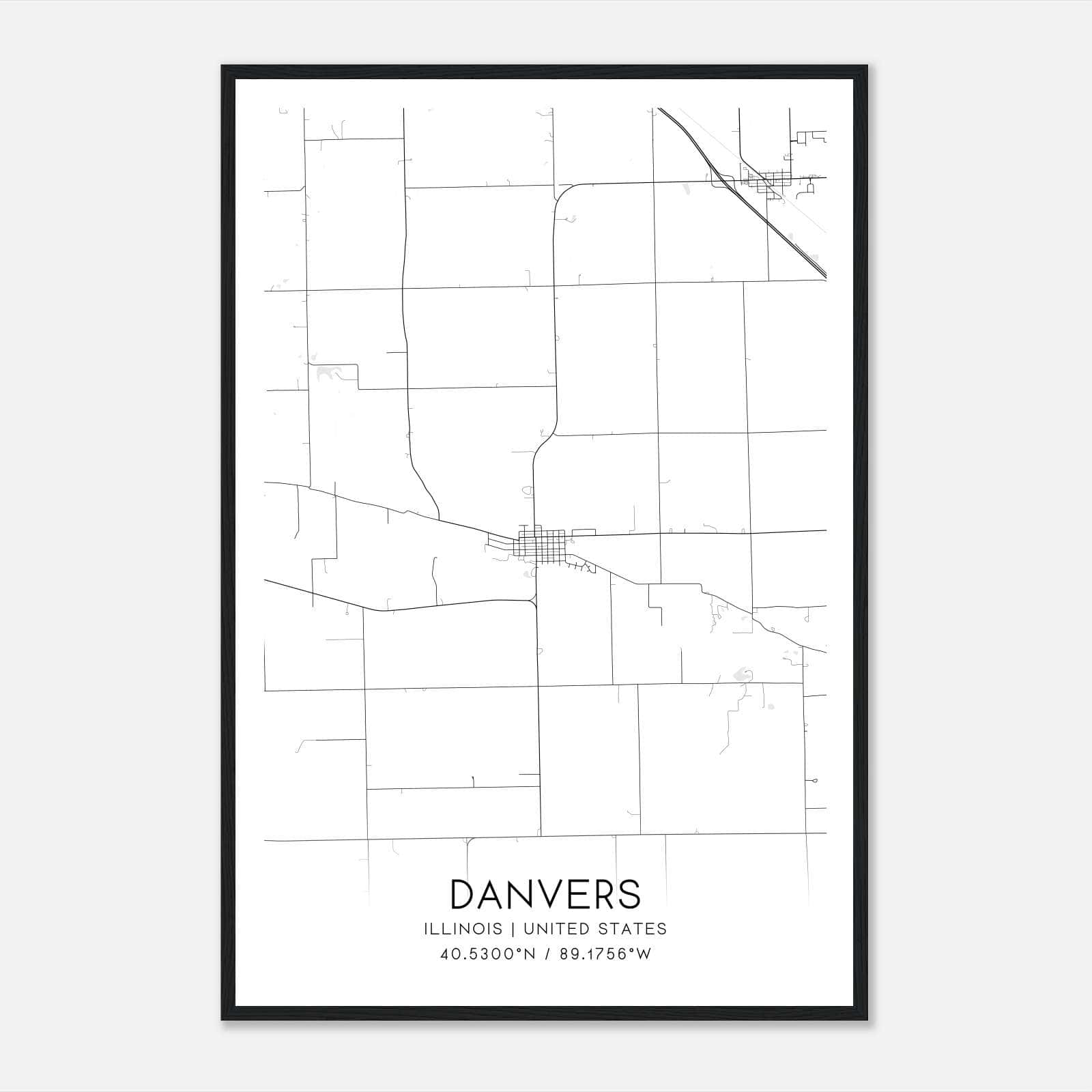 Danvers Illinois Map Poster, Modern Home Decor Wall Art Print Danvers Illinois Map Poster, Modern Home Decor Wall Art Print