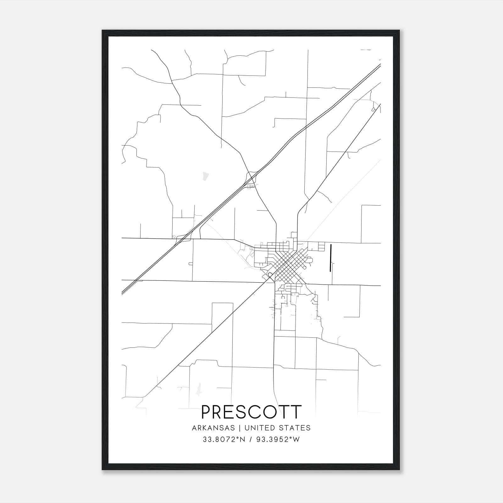 Prescott Arkansas Map Poster, Modern Home Decor Wall Art Print Prescott Arkansas Map Poster, Modern Home Decor Wall Art Print