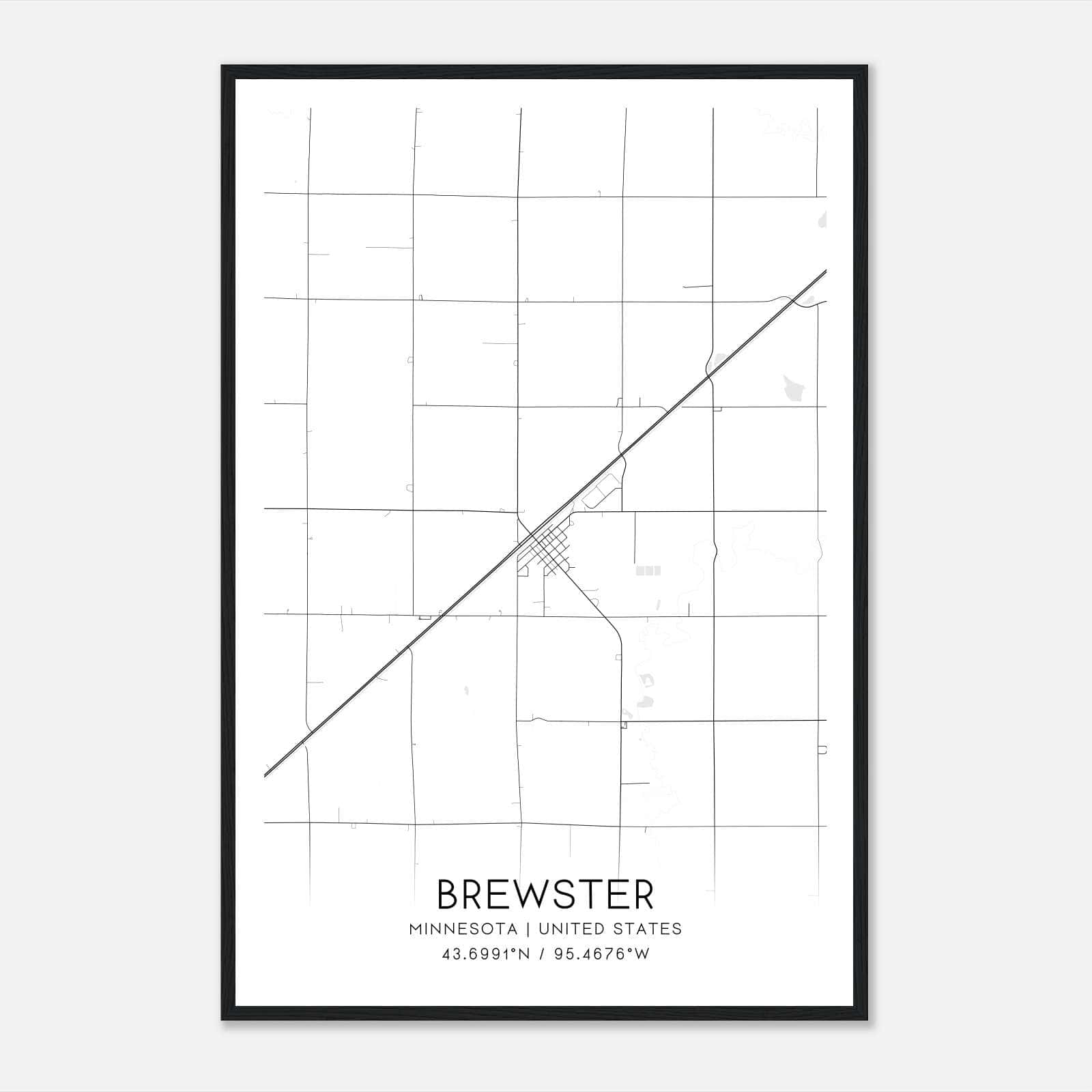 Brewster Minnesota Map Poster, Modern Home Decor Wall Art Print Brewster Minnesota Map Poster, Modern Home Decor Wall Art Print