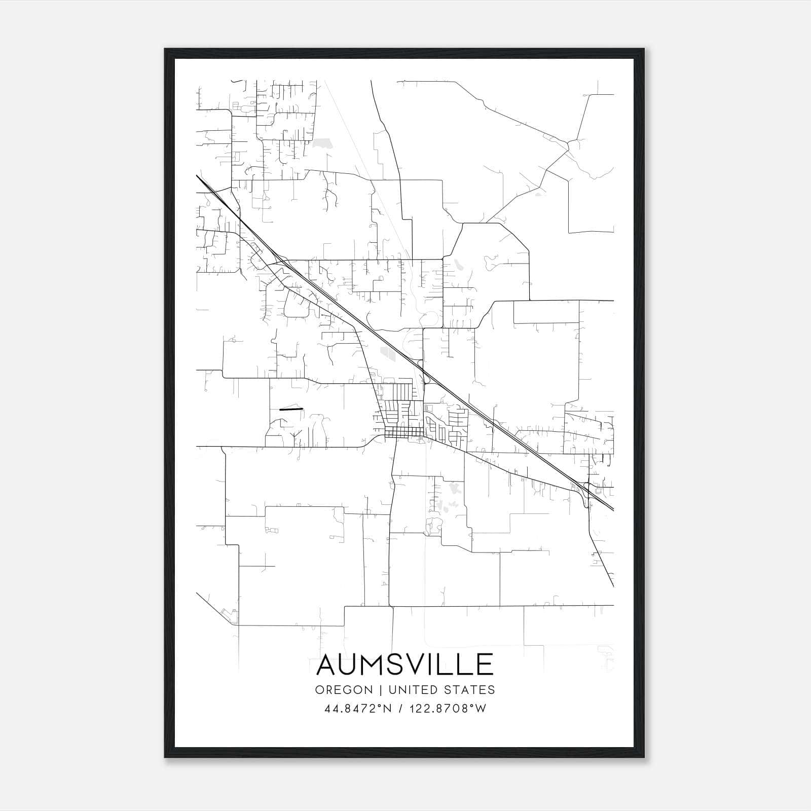 Aumsville Oregon Map Poster, Modern Home Decor Wall Art Print Aumsville Oregon Map Poster, Modern Home Decor Wall Art Print