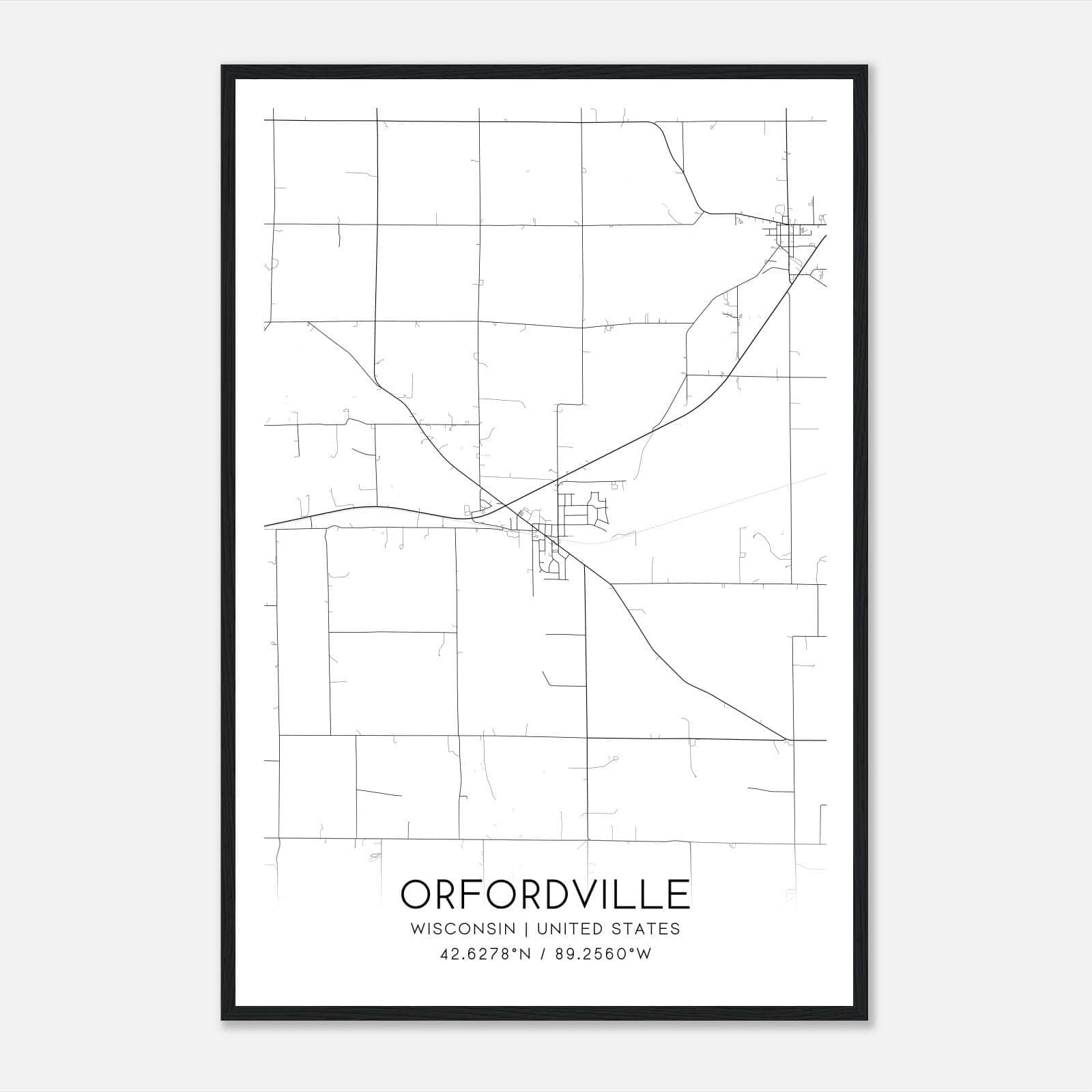 Orfordville Wisconsin Map Poster, Modern Home Decor Wall Art Print Orfordville Wisconsin Map Poster, Modern Home Decor Wall Art Print