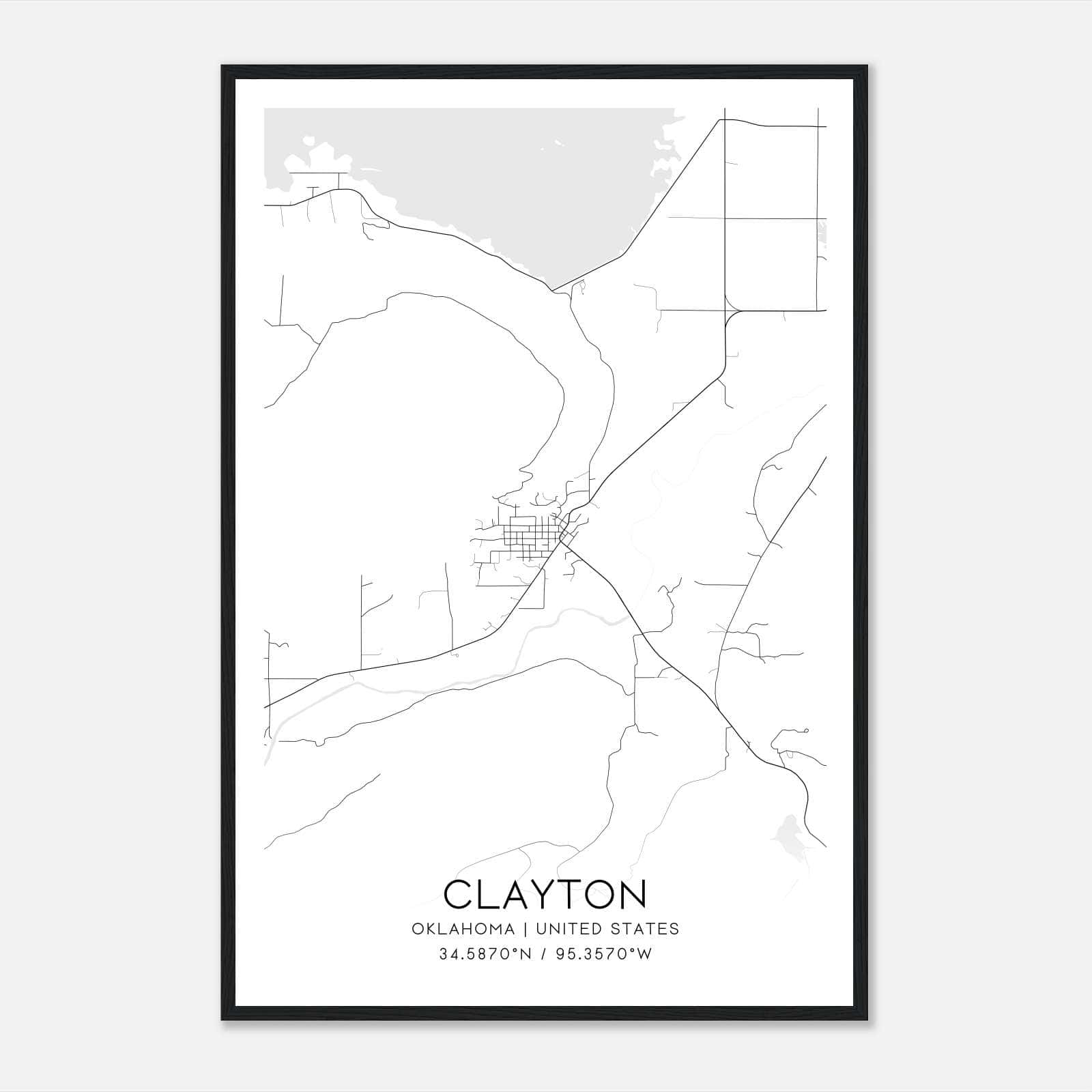 Clayton Oklahoma Map Poster, Modern Home Decor Wall Art Print Clayton Oklahoma Map Poster, Modern Home Decor Wall Art Print