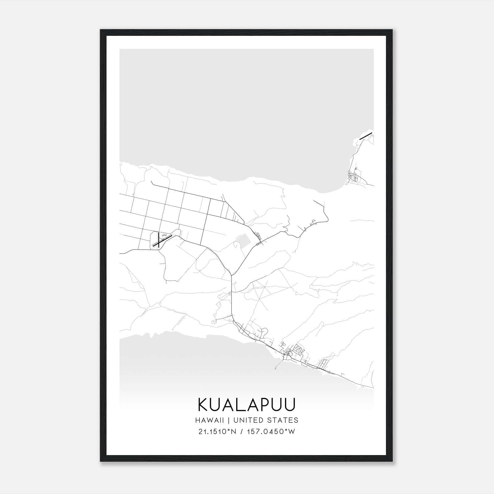Kualapuu Hawaii Map Poster, Modern Home Decor Wall Art Print Kualapuu Hawaii Map Poster, Modern Home Decor Wall Art Print