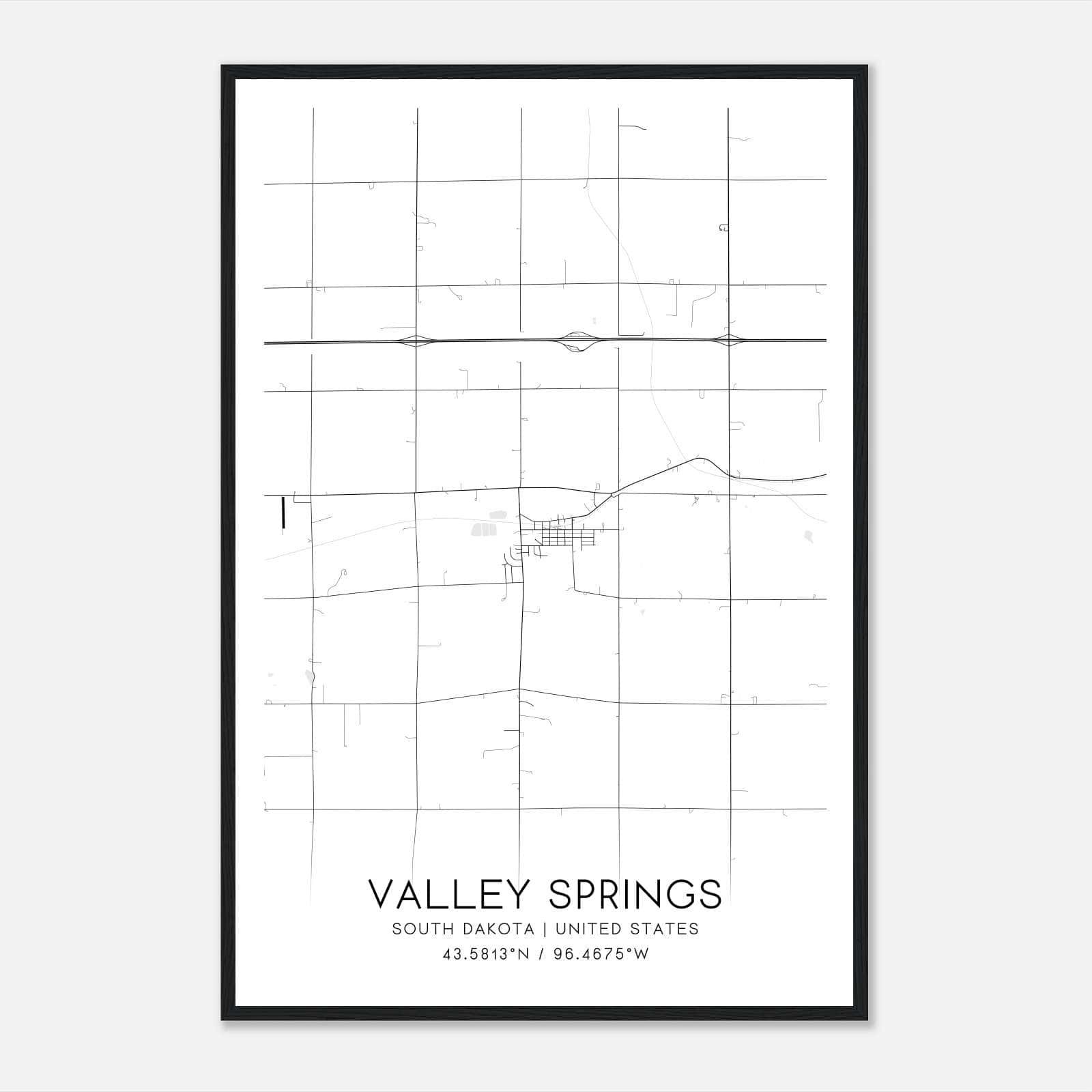 Valley Springs South Dakota Map Poster, Modern Home Decor Wall Art Print Valley Springs South Dakota Map Poster, Modern Home Decor Wall Art Print