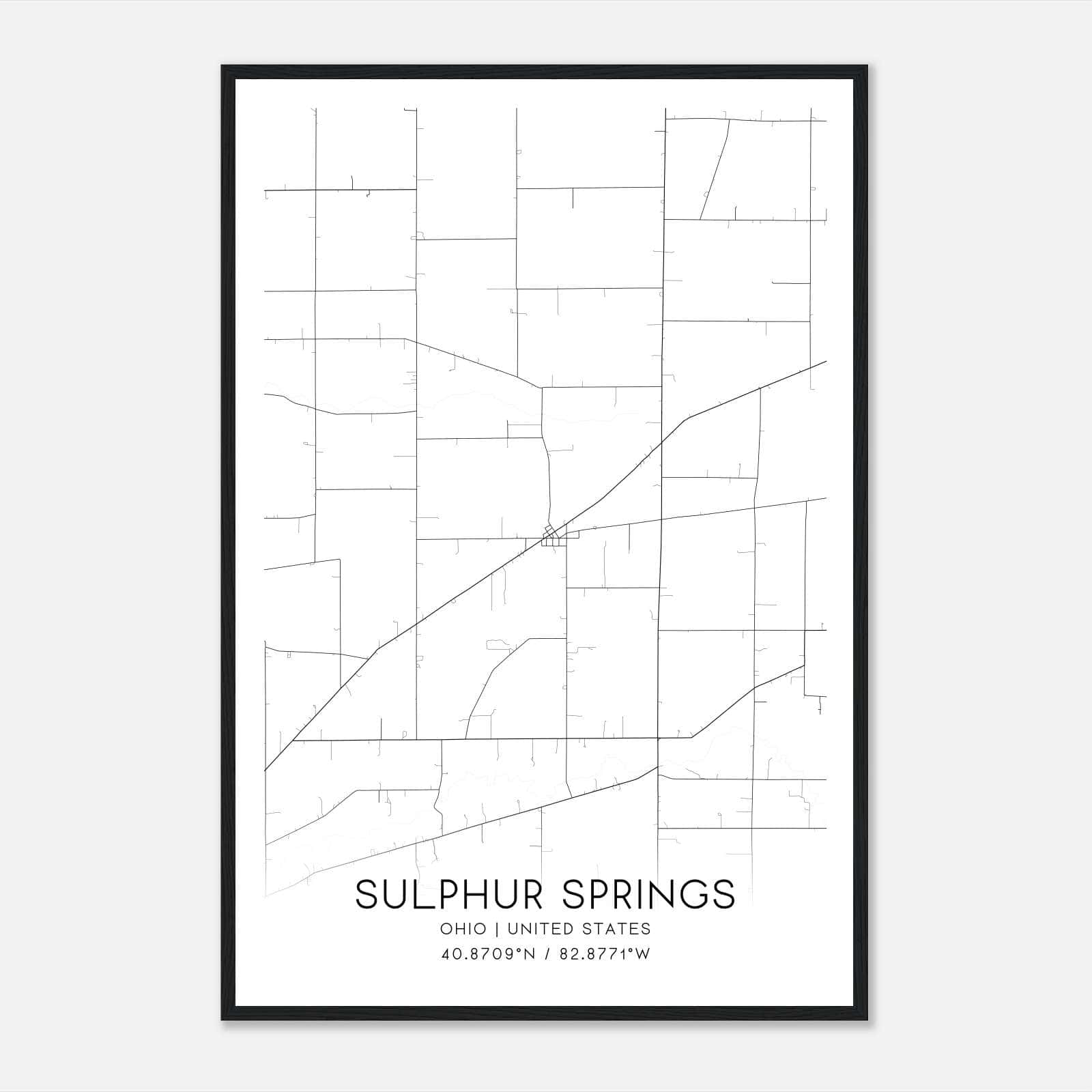 Sulphur Springs Ohio Map Poster, Modern Home Decor Wall Art Print Sulphur Springs Ohio Map Poster, Modern Home Decor Wall Art Print