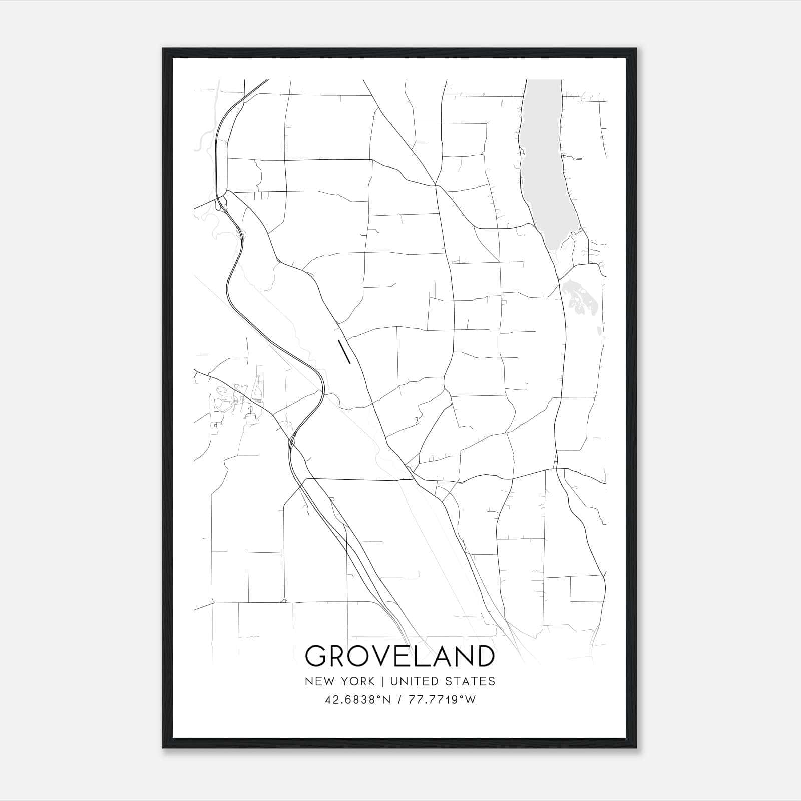 Groveland New York Map Poster, Modern Home Decor Wall Art Print Groveland New York Map Poster, Modern Home Decor Wall Art Print