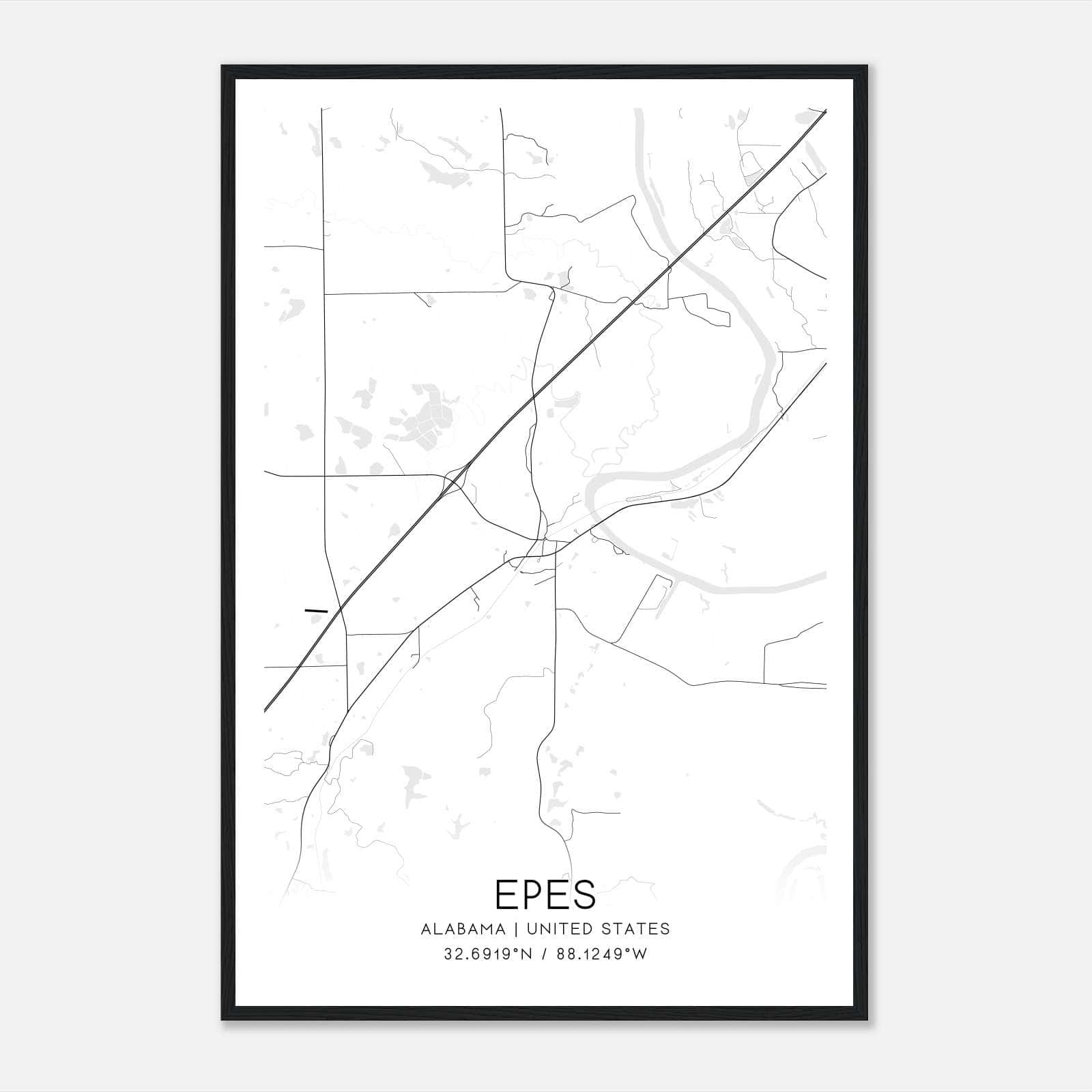 Epes Alabama Map Poster, Modern Home Decor Wall Art Print Epes Alabama Map Poster, Modern Home Decor Wall Art Print