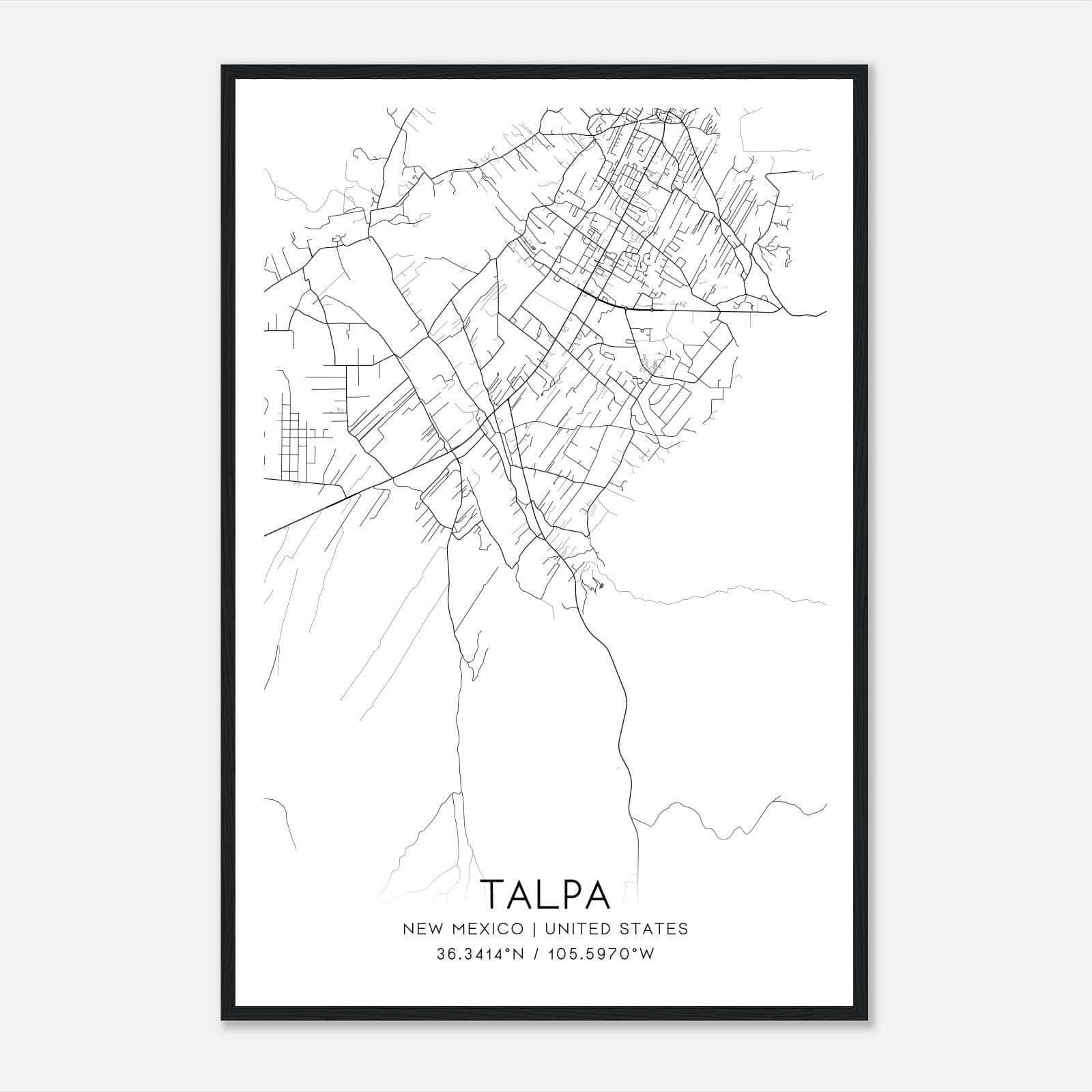 Talpa New Mexico Map Poster, Modern Home Decor Wall Art Print Talpa New Mexico Map Poster, Modern Home Decor Wall Art Print