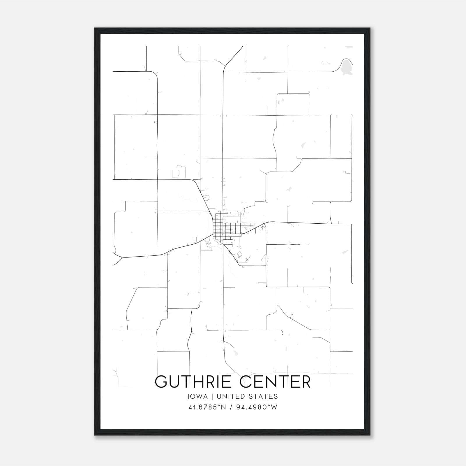 Guthrie Center Iowa Map Poster, Modern Home Decor Wall Art Print Guthrie Center Iowa Map Poster, Modern Home Decor Wall Art Print