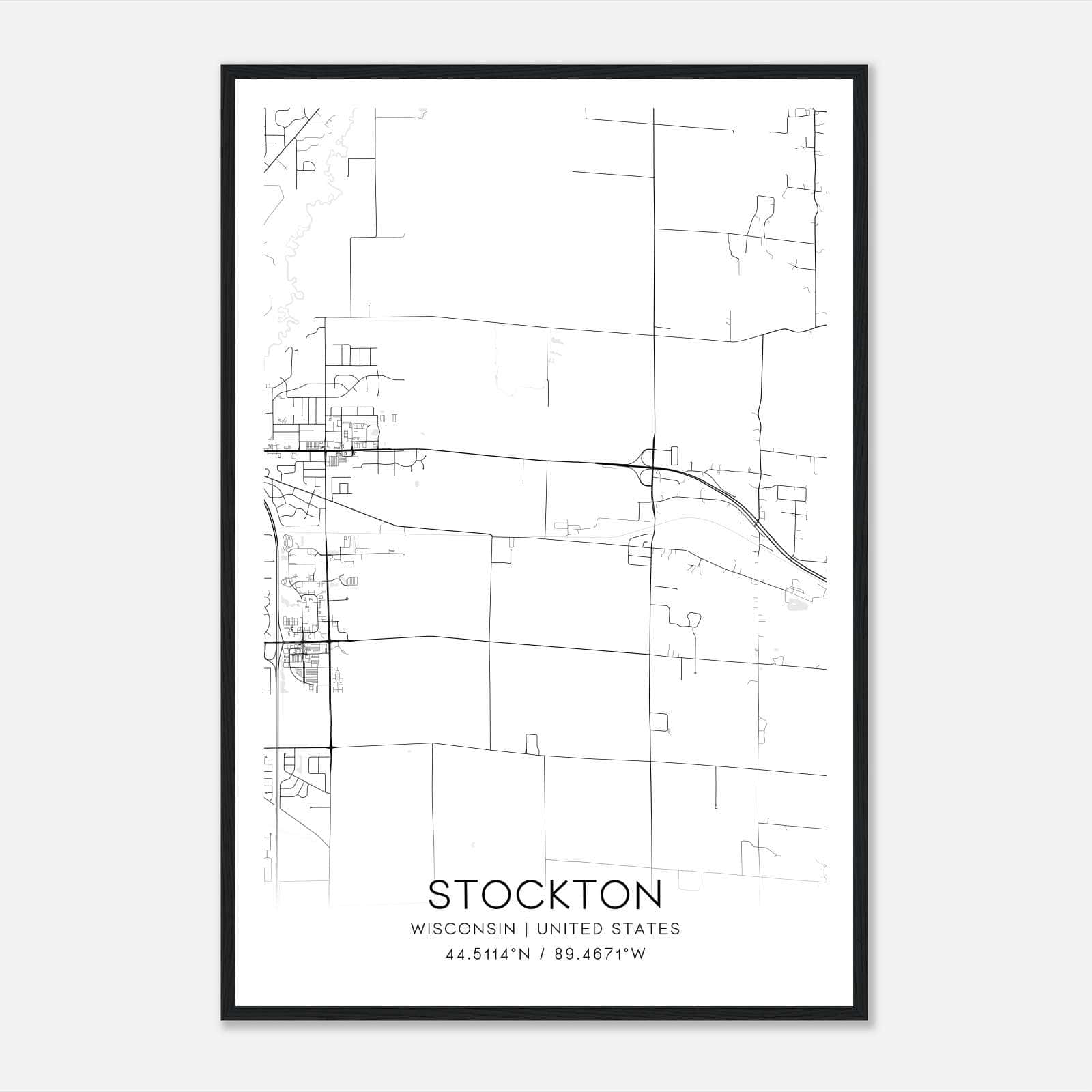 Stockton Wisconsin Map Poster, Modern Home Decor Wall Art Print Stockton Wisconsin Map Poster, Modern Home Decor Wall Art Print
