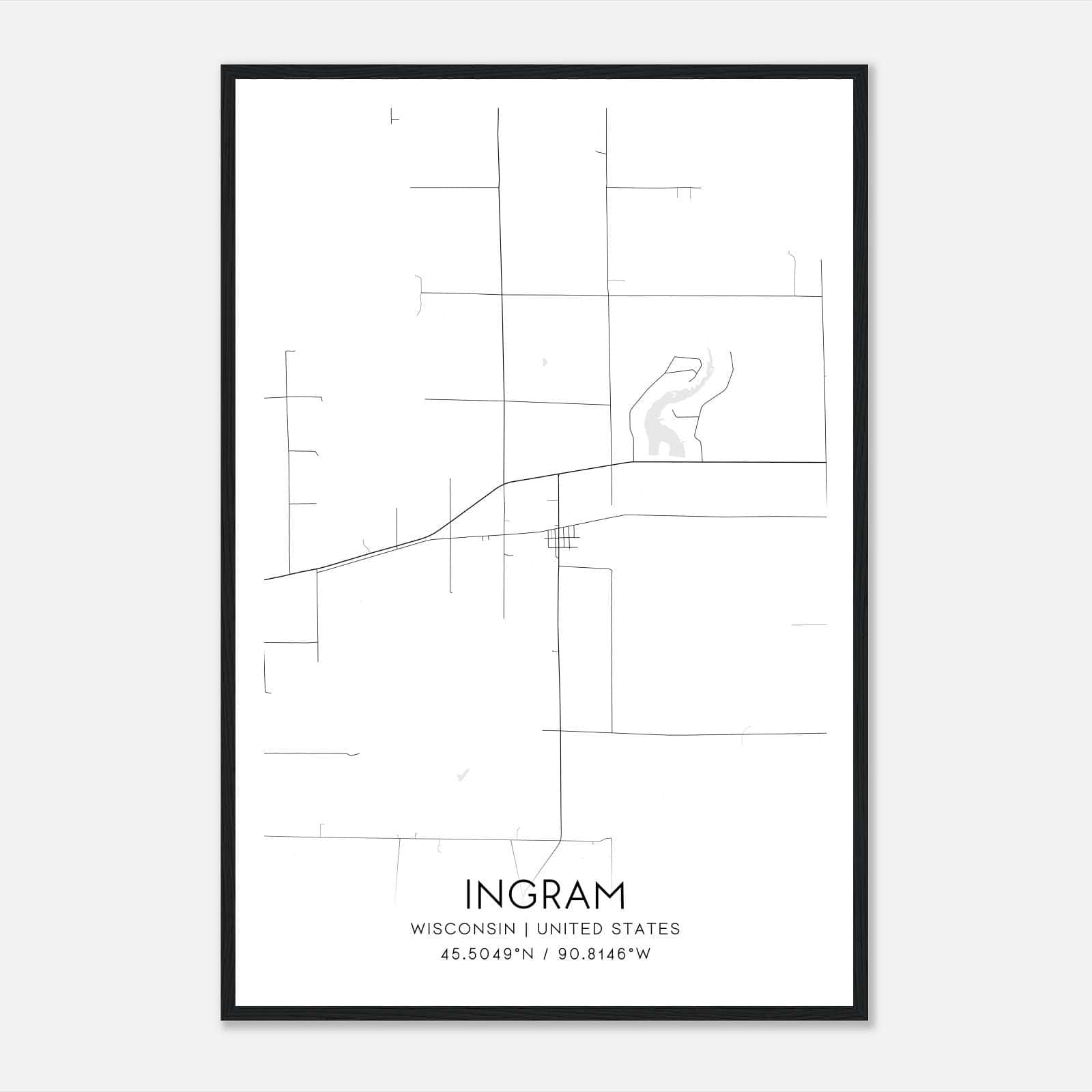 Ingram Wisconsin Map Poster, Modern Home Decor Wall Art Print Ingram Wisconsin Map Poster, Modern Home Decor Wall Art Print