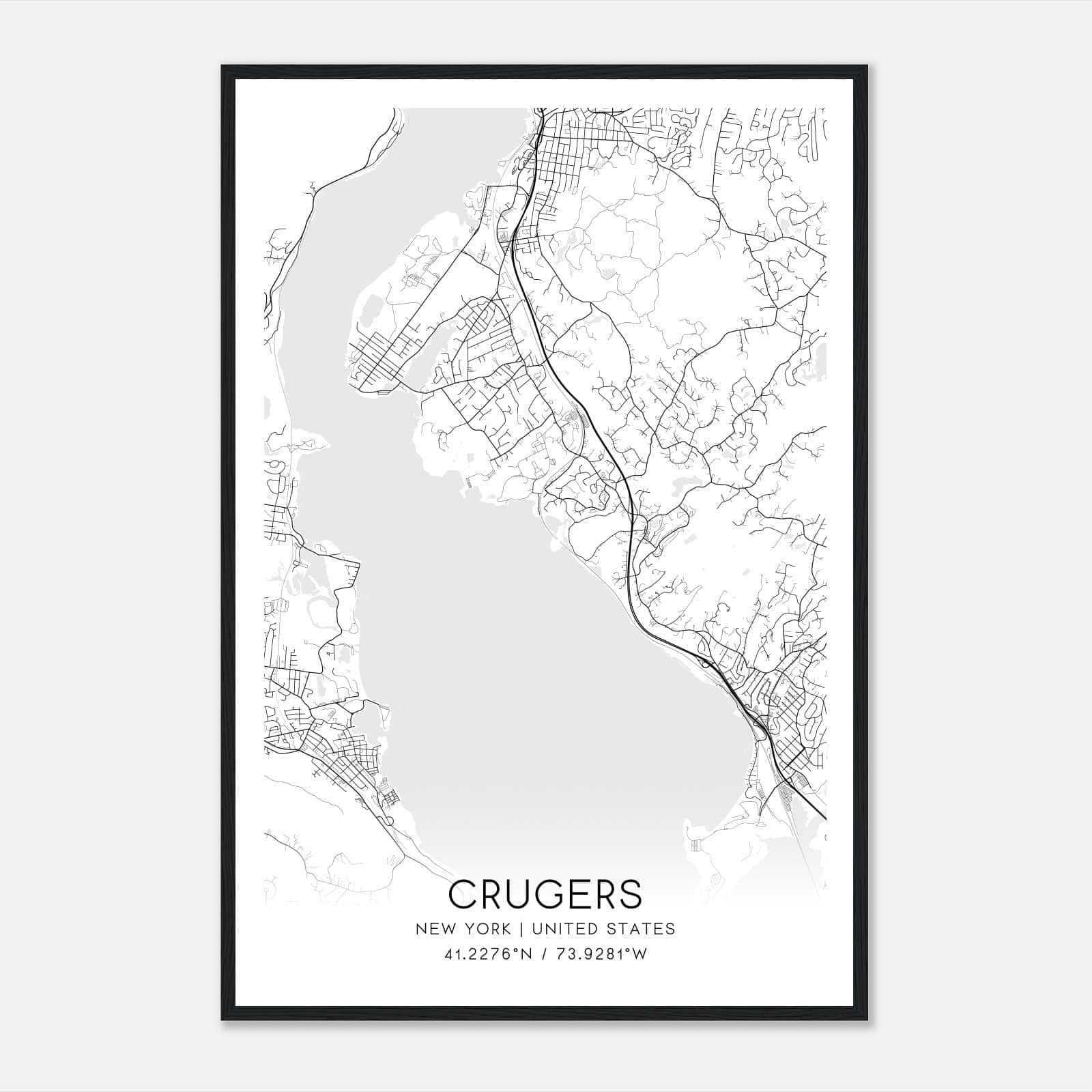 Crugers New York Map Poster, Modern Home Decor Wall Art Print Crugers New York Map Poster, Modern Home Decor Wall Art Print
