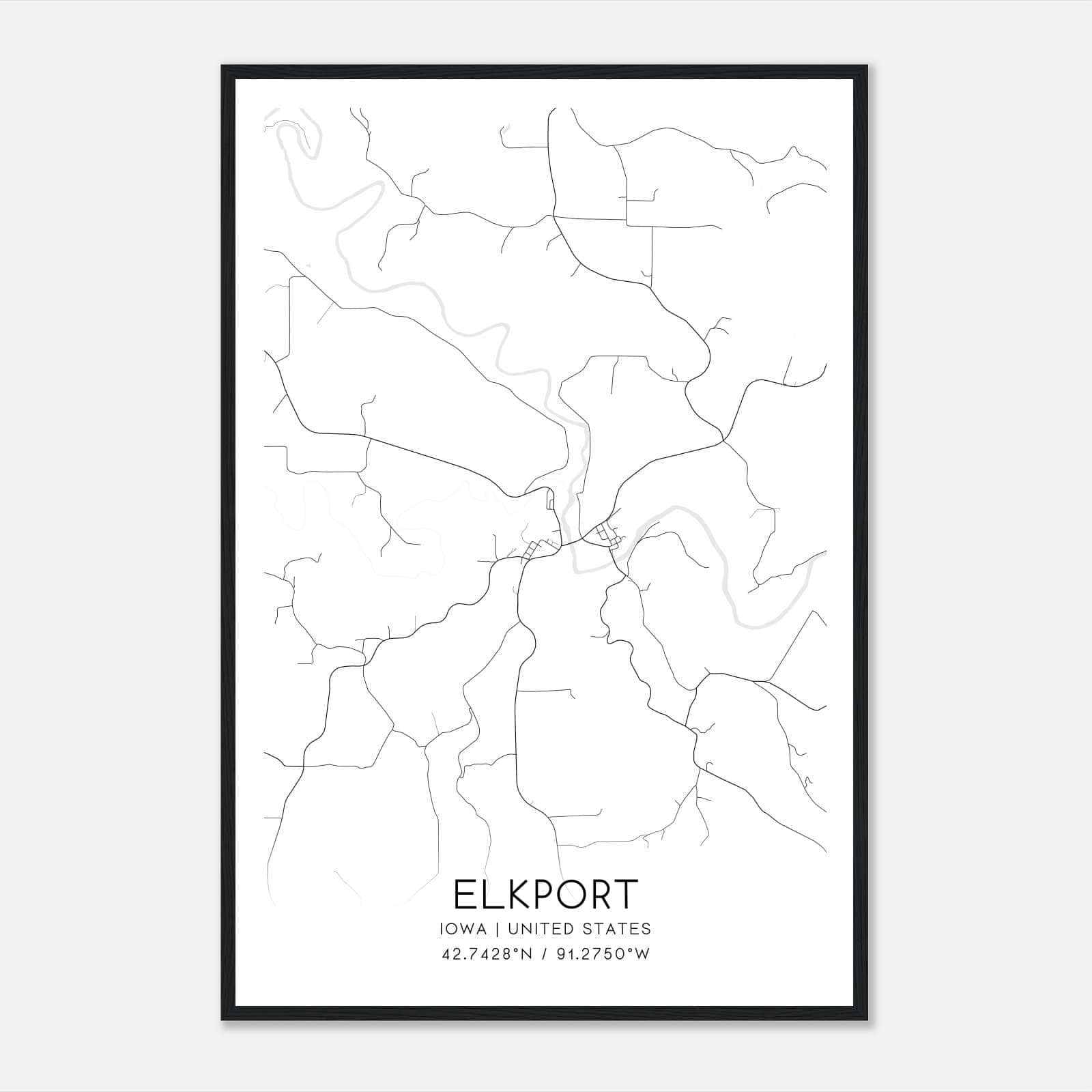 Elkport Iowa Map Poster, Modern Home Decor Wall Art Print Elkport Iowa Map Poster, Modern Home Decor Wall Art Print