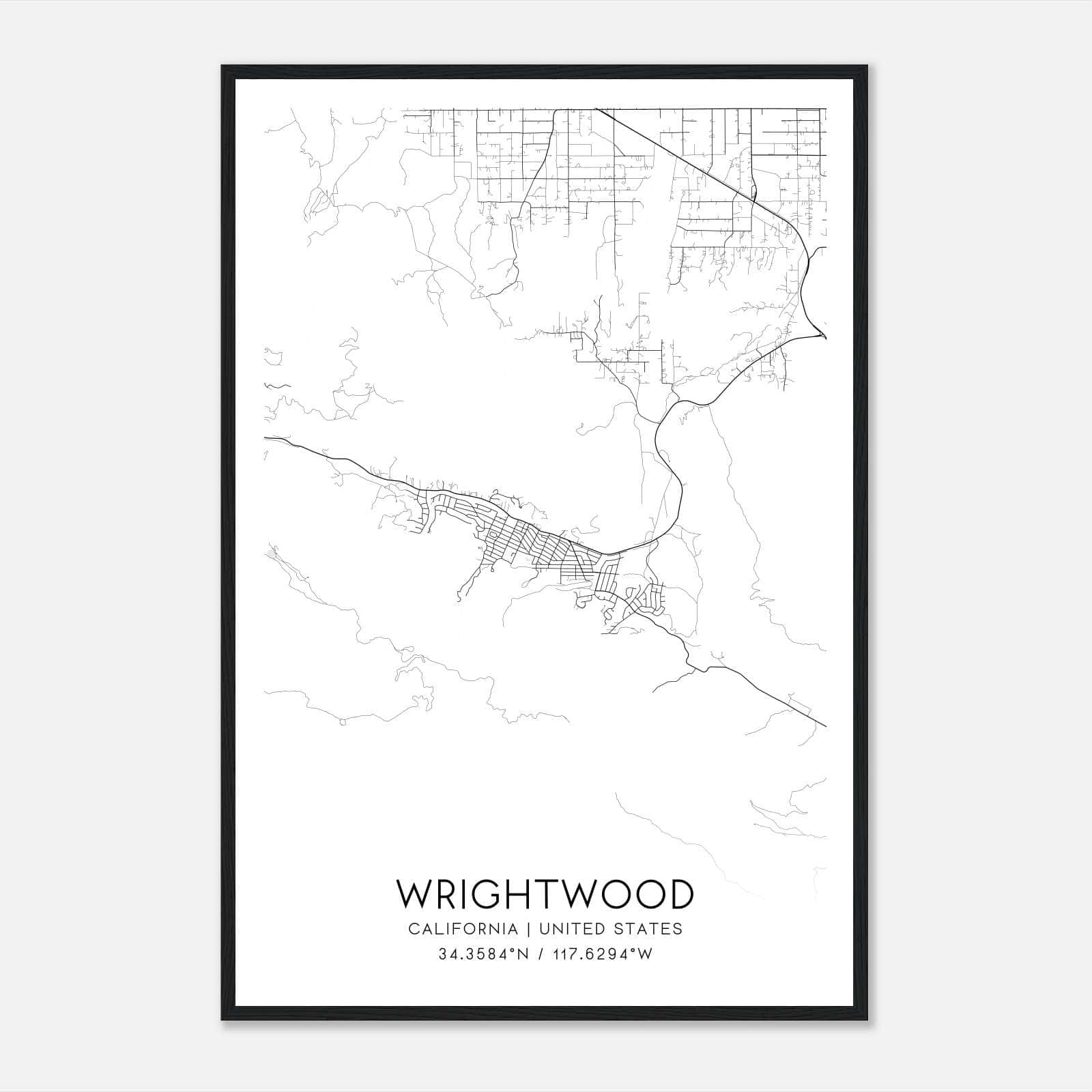 Wrightwood California Map Poster, Modern Home Decor Wall Art Print Wrightwood California Map Poster, Modern Home Decor Wall Art Print
