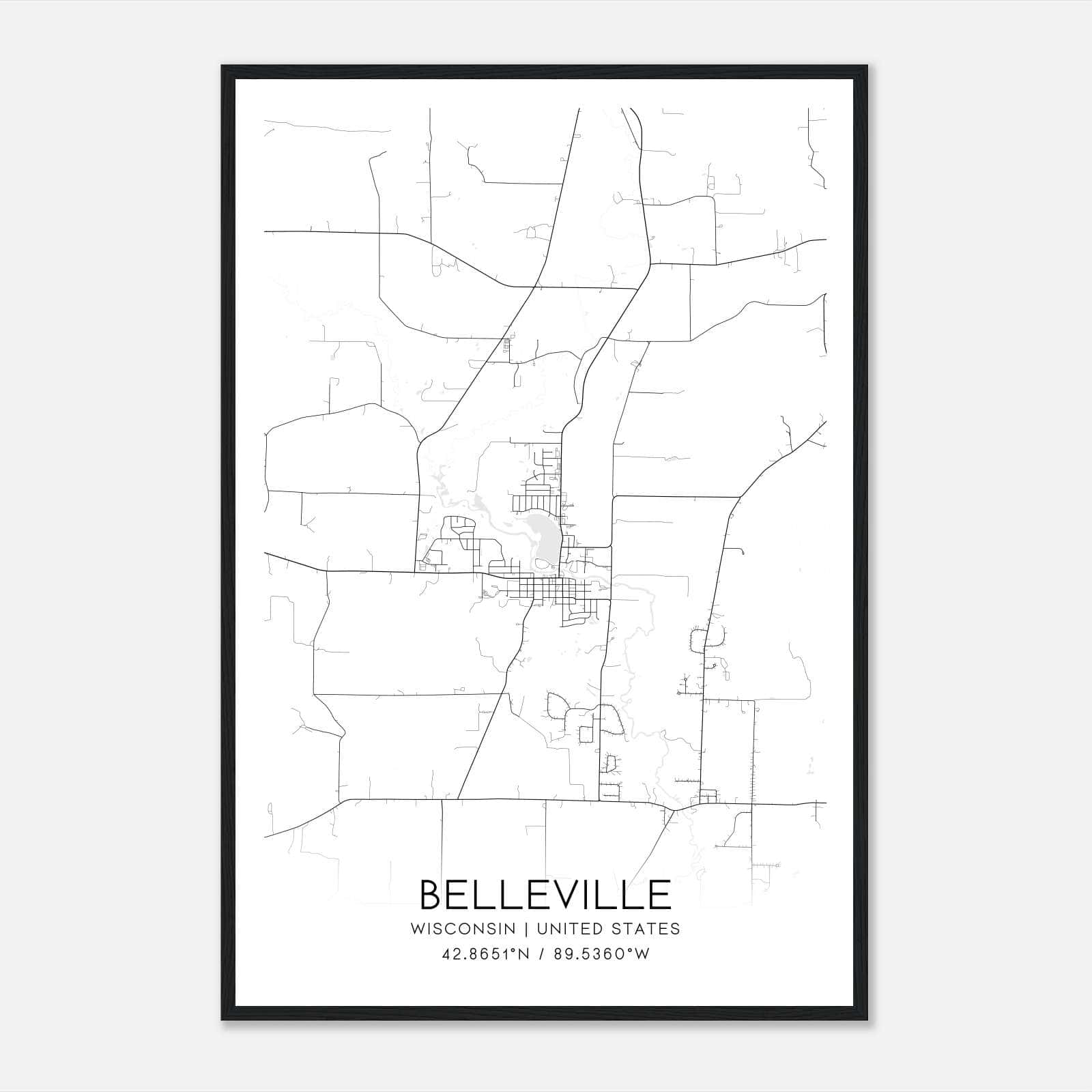 Belleville Wisconsin Map Poster, Modern Home Decor Wall Art Print Belleville Wisconsin Map Poster, Modern Home Decor Wall Art Print