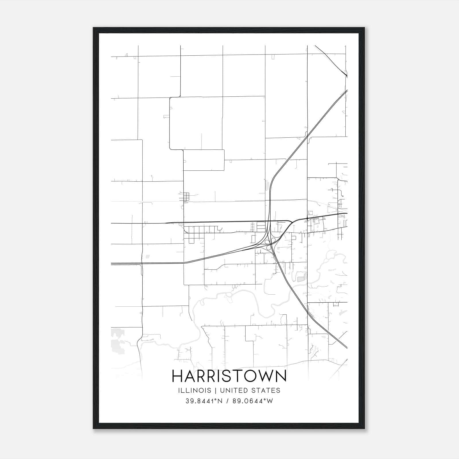 Harristown Illinois Map Poster, Modern Home Decor Wall Art Print Harristown Illinois Map Poster, Modern Home Decor Wall Art Print