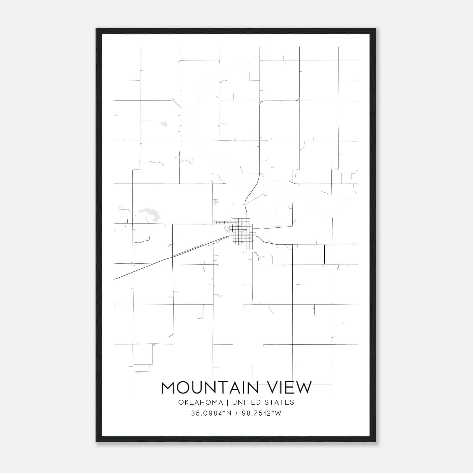Mountain View Oklahoma Map Poster, Modern Home Decor Wall Art Print Mountain View Oklahoma Map Poster, Modern Home Decor Wall Art Print