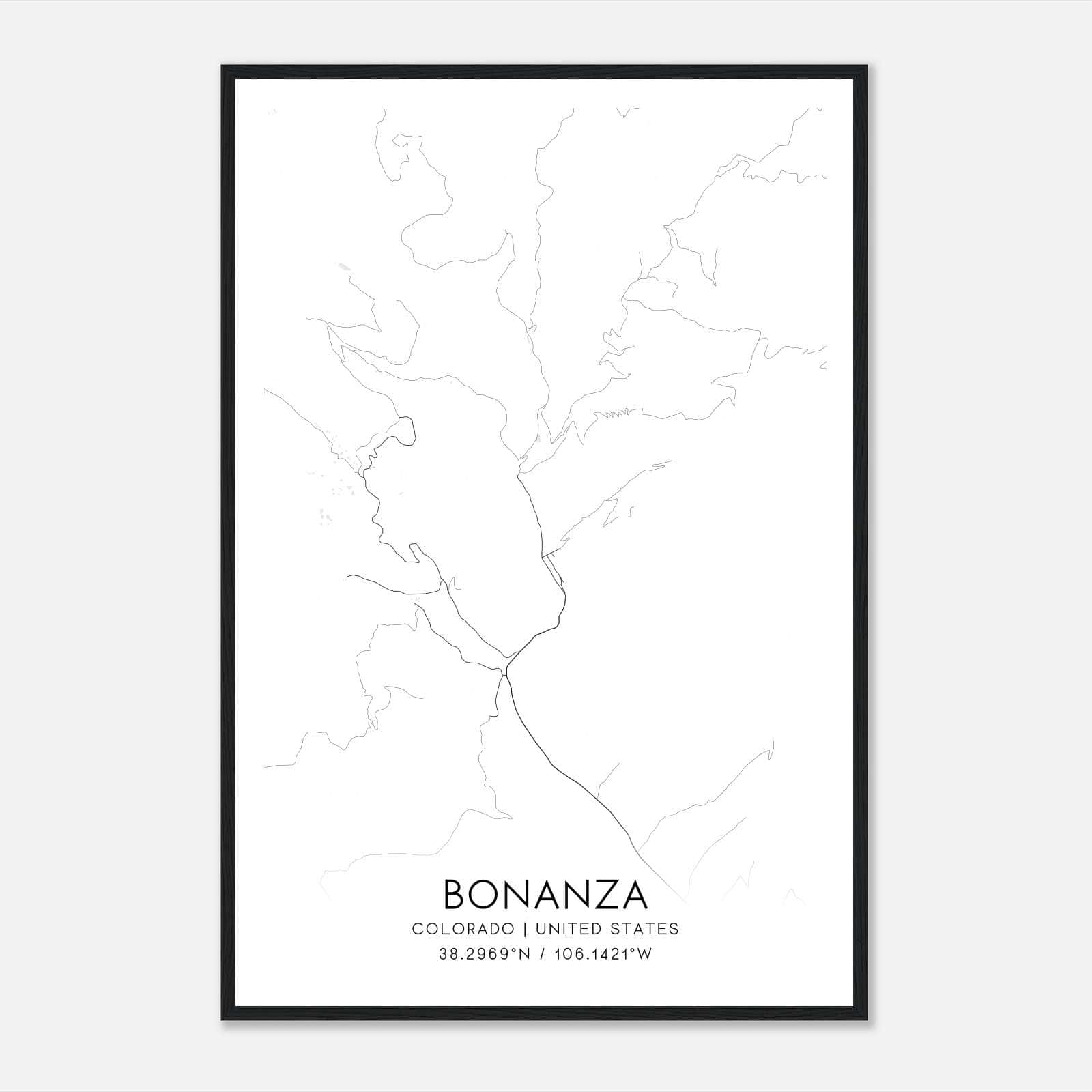 Bonanza Colorado Map Poster, Modern Home Decor Wall Art Print Bonanza Colorado Map Poster, Modern Home Decor Wall Art Print