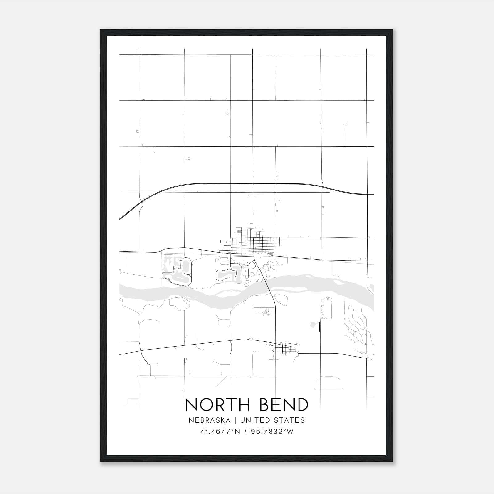 North Bend Nebraska Map Poster, Modern Home Decor Wall Art Print North Bend Nebraska Map Poster, Modern Home Decor Wall Art Print
