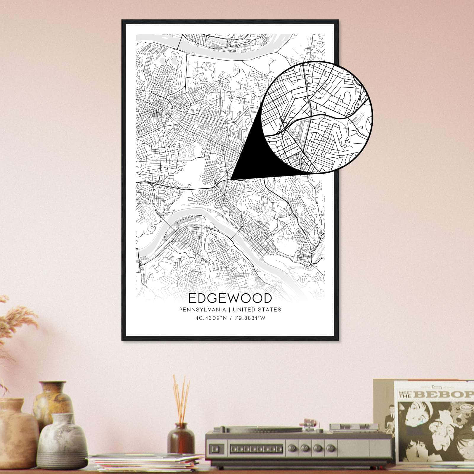 Deerfield Kansas Map Poster, Modern Home Decor Wall Art Print (Copy)