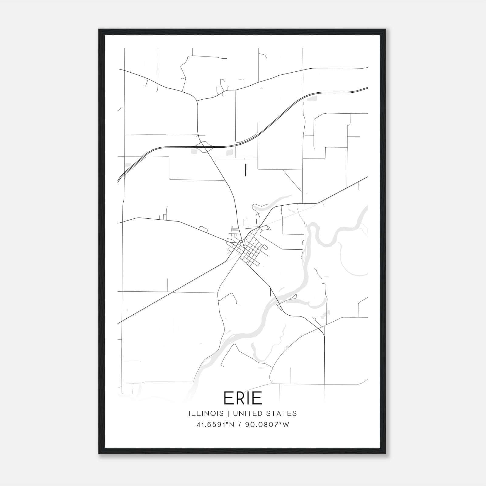 Erie Illinois Map Poster, Modern Home Decor Wall Art Print Erie Illinois Map Poster, Modern Home Decor Wall Art Print
