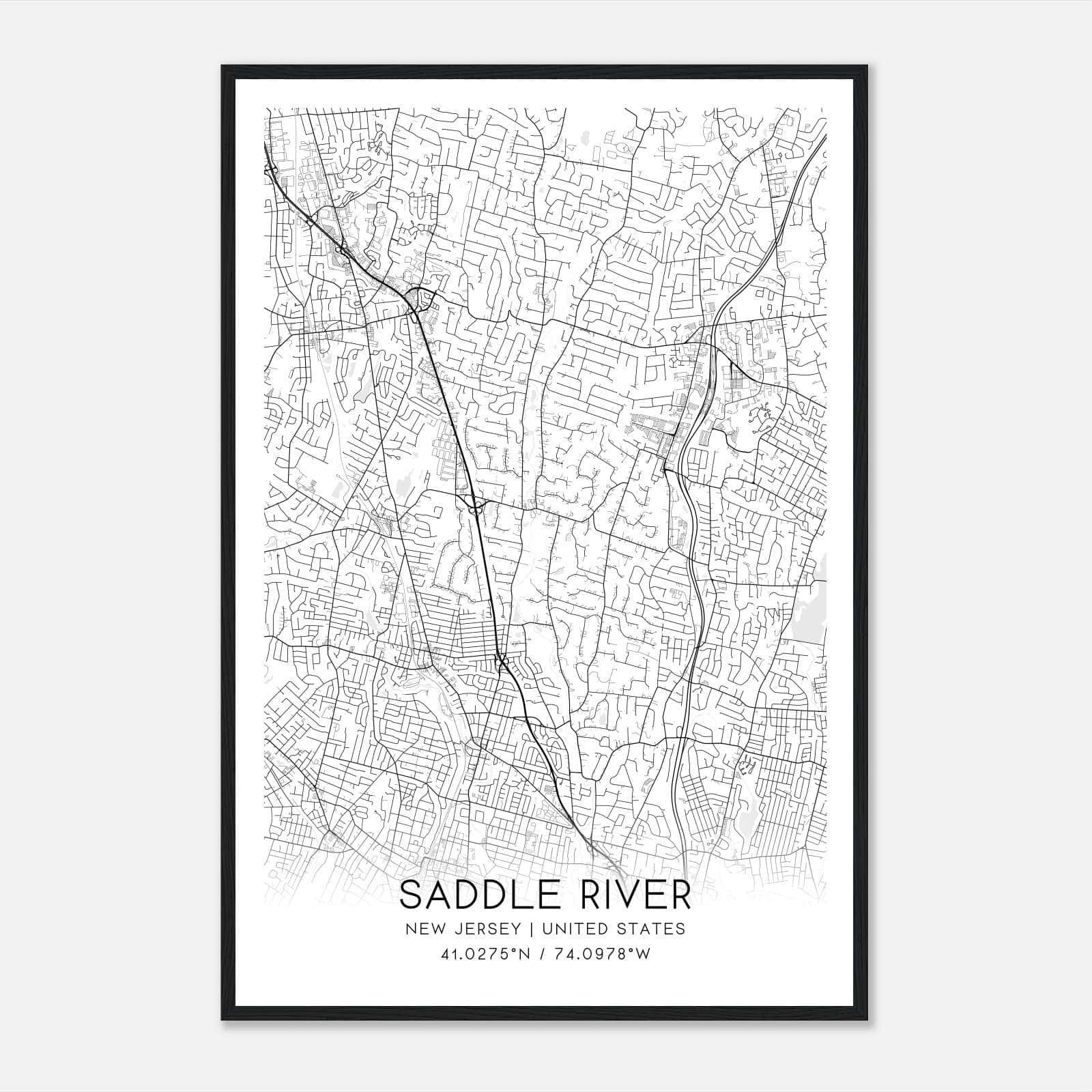 Saddle River New Jersey Map Poster, Modern Home Decor Wall Art Print Saddle River New Jersey Map Poster, Modern Home Decor Wall Art Print