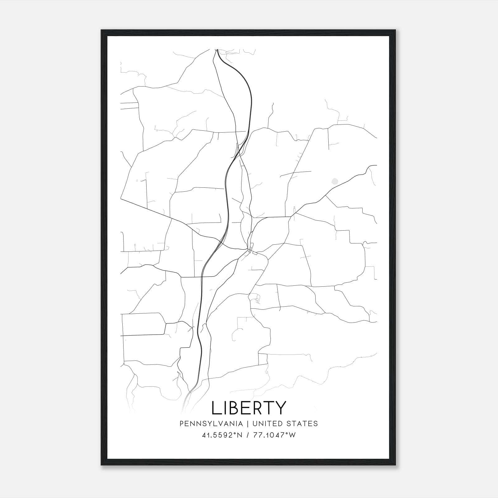 Liberty Pennsylvania Map Poster, Modern Home Decor Wall Art Print Liberty Pennsylvania Map Poster, Modern Home Decor Wall Art Print