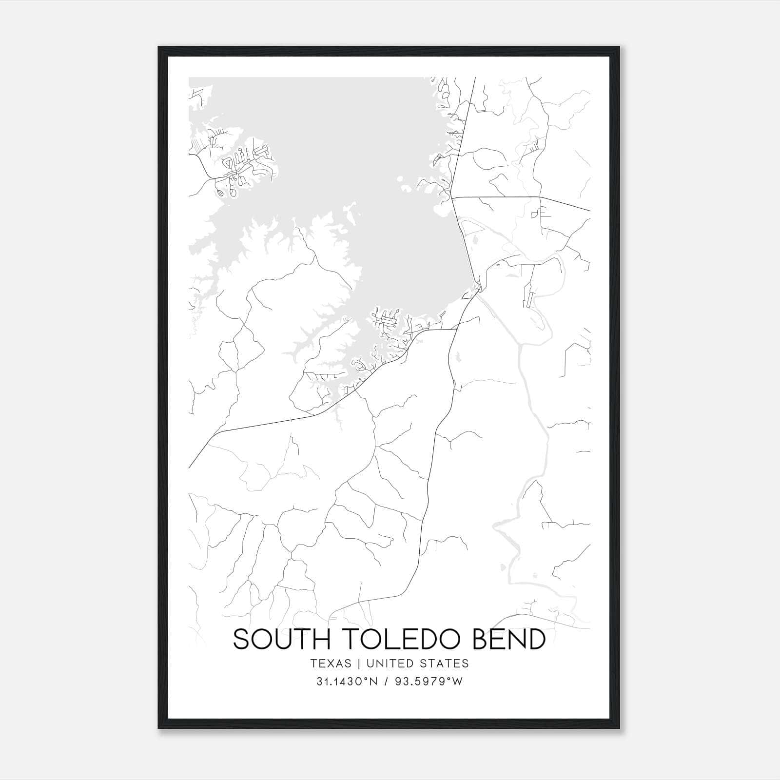 South Toledo Bend Texas Map Poster, Modern Home Decor Wall Art Print South Toledo Bend Texas Map Poster, Modern Home Decor Wall Art Print
