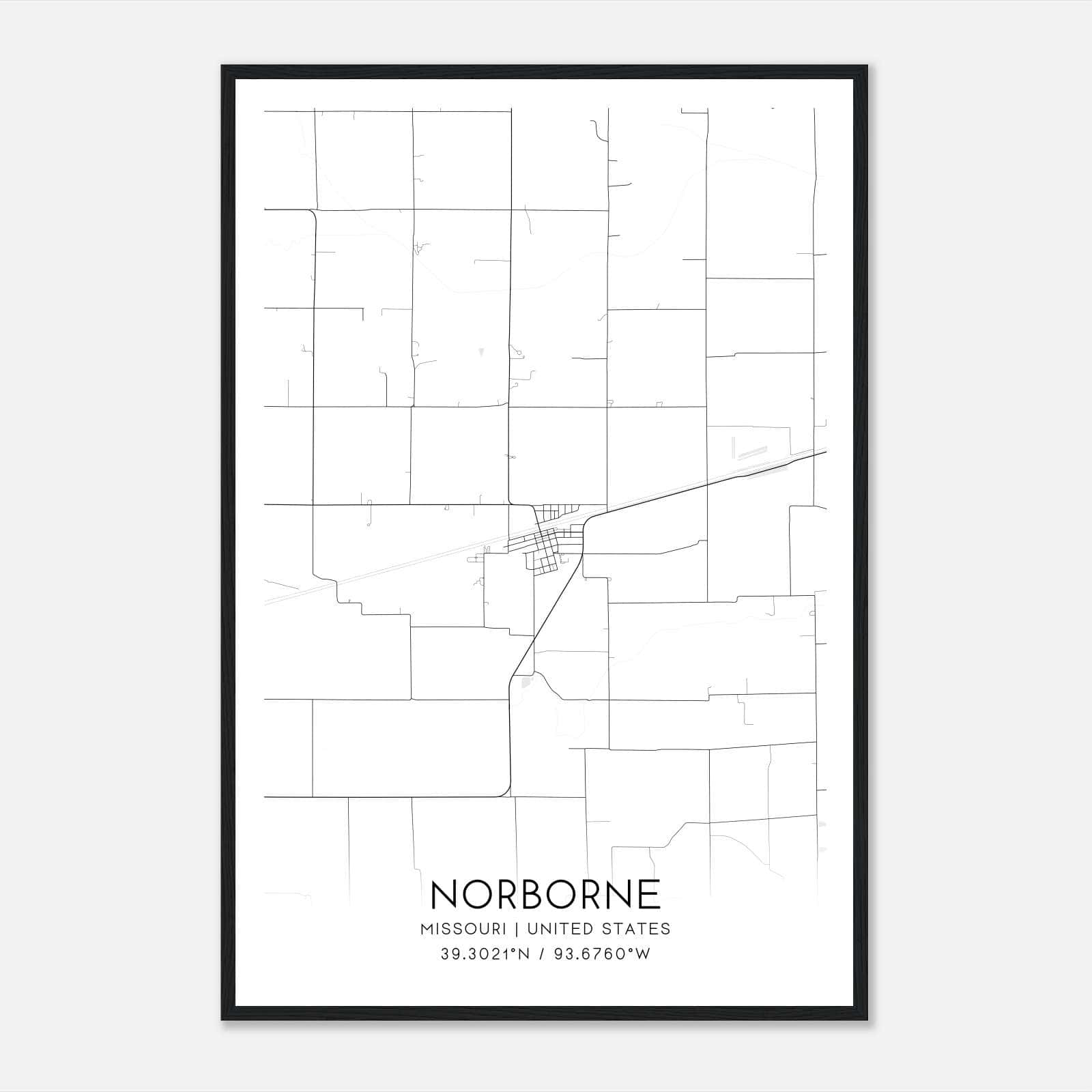 Norborne Missouri Map Poster, Modern Home Decor Wall Art Print Norborne Missouri Map Poster, Modern Home Decor Wall Art Print