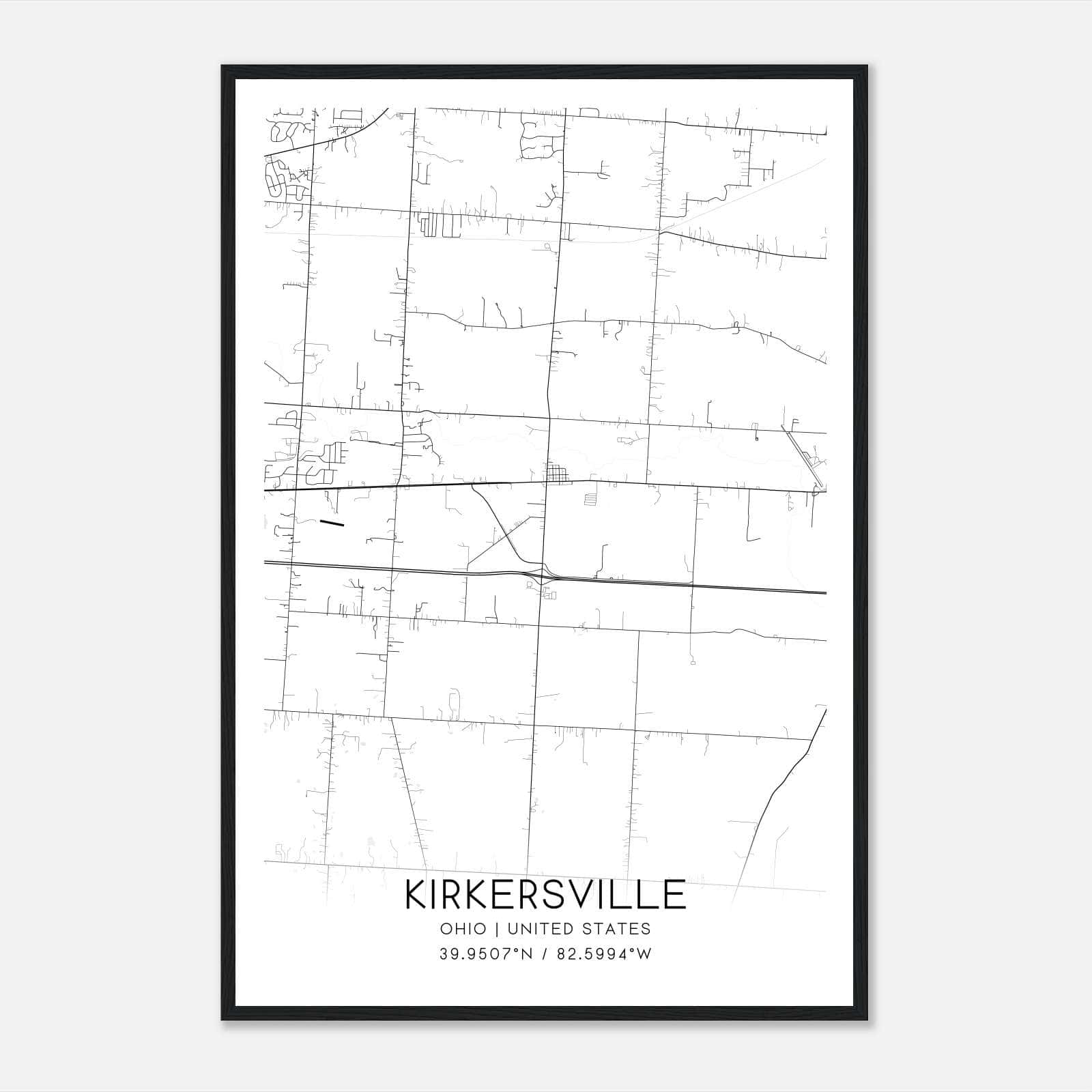 Kirkersville Ohio Map Poster, Modern Home Decor Wall Art Print Kirkersville Ohio Map Poster, Modern Home Decor Wall Art Print