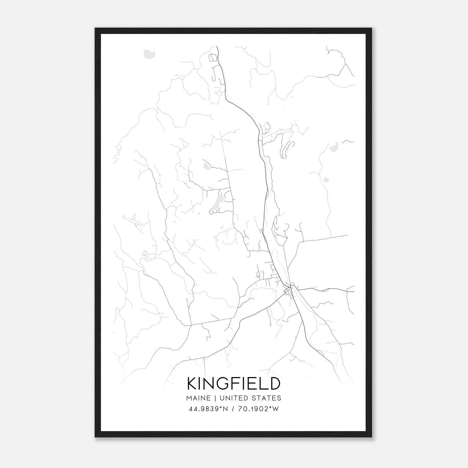 Kingfield Maine Map Poster, Modern Home Decor Wall Art Print Kingfield Maine Map Poster, Modern Home Decor Wall Art Print