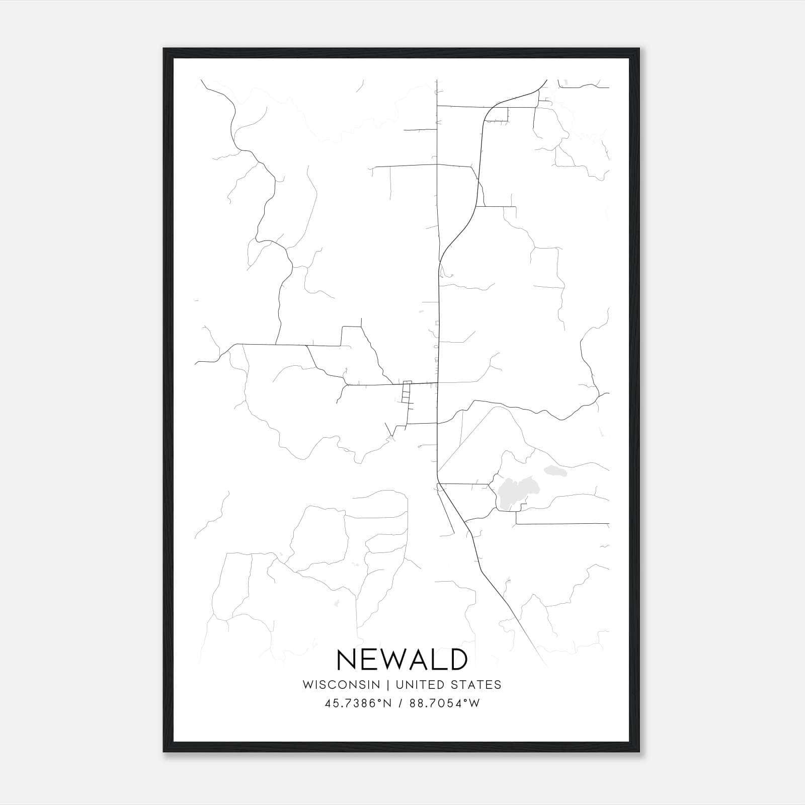 Newald Wisconsin Map Poster, Modern Home Decor Wall Art Print Newald Wisconsin Map Poster, Modern Home Decor Wall Art Print