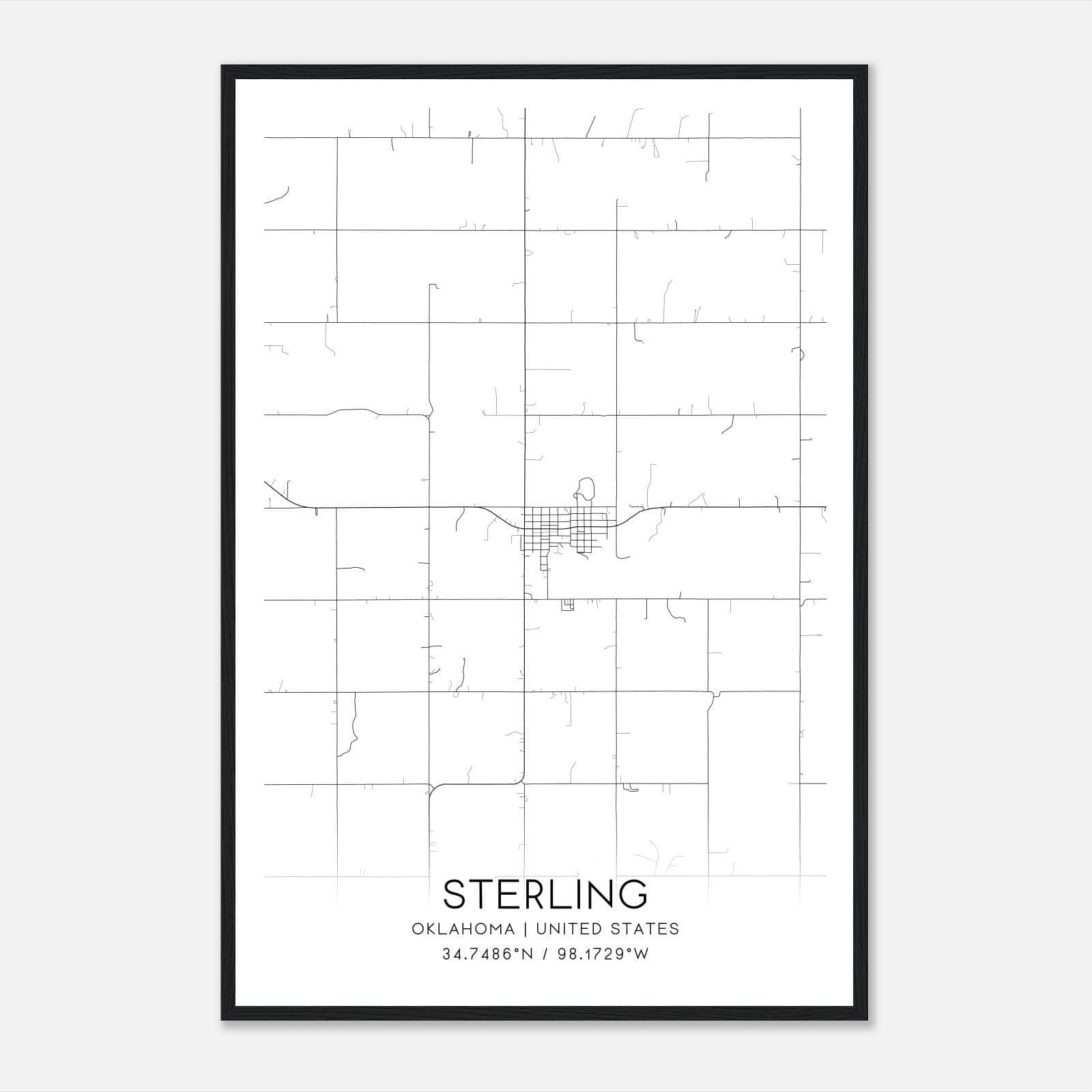 Sterling Oklahoma Map Poster, Modern Home Decor Wall Art Print Sterling Oklahoma Map Poster, Modern Home Decor Wall Art Print