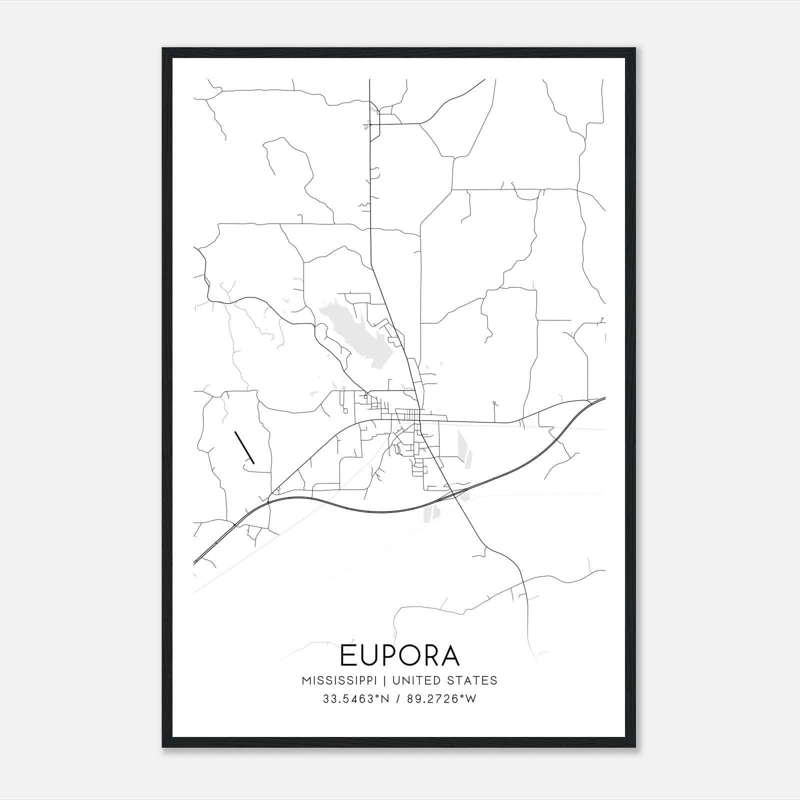 Eupora Mississippi Map Poster, Modern Home Decor Wall Art Print Eupora Mississippi Map Poster, Modern Home Decor Wall Art Print