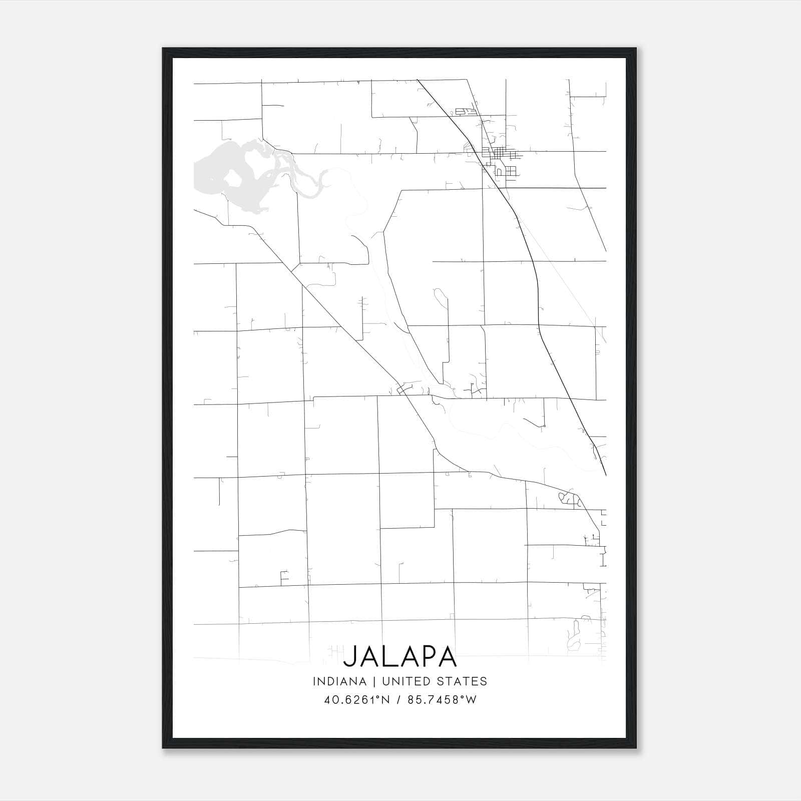 Jalapa Indiana Map Poster, Modern Home Decor Wall Art Print Jalapa Indiana Map Poster, Modern Home Decor Wall Art Print