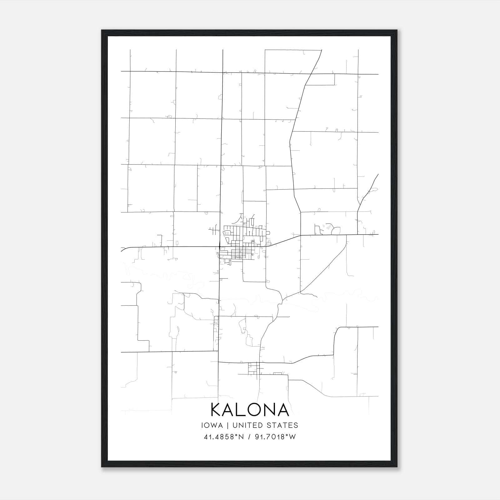 Kalona Iowa Map Poster, Modern Home Decor Wall Art Print Kalona Iowa Map Poster, Modern Home Decor Wall Art Print