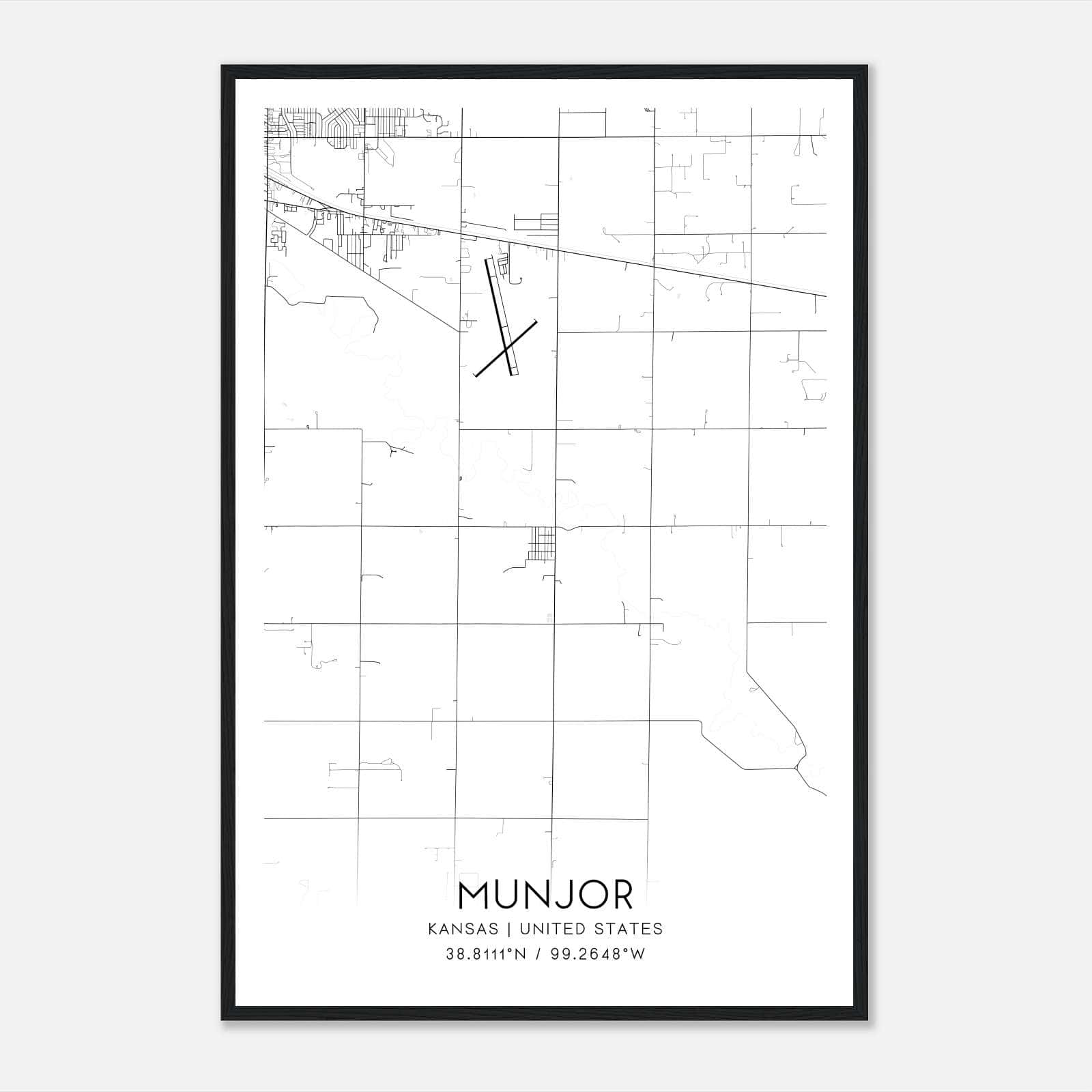 Munjor Kansas Map Poster, Modern Home Decor Wall Art Print Munjor Kansas Map Poster, Modern Home Decor Wall Art Print