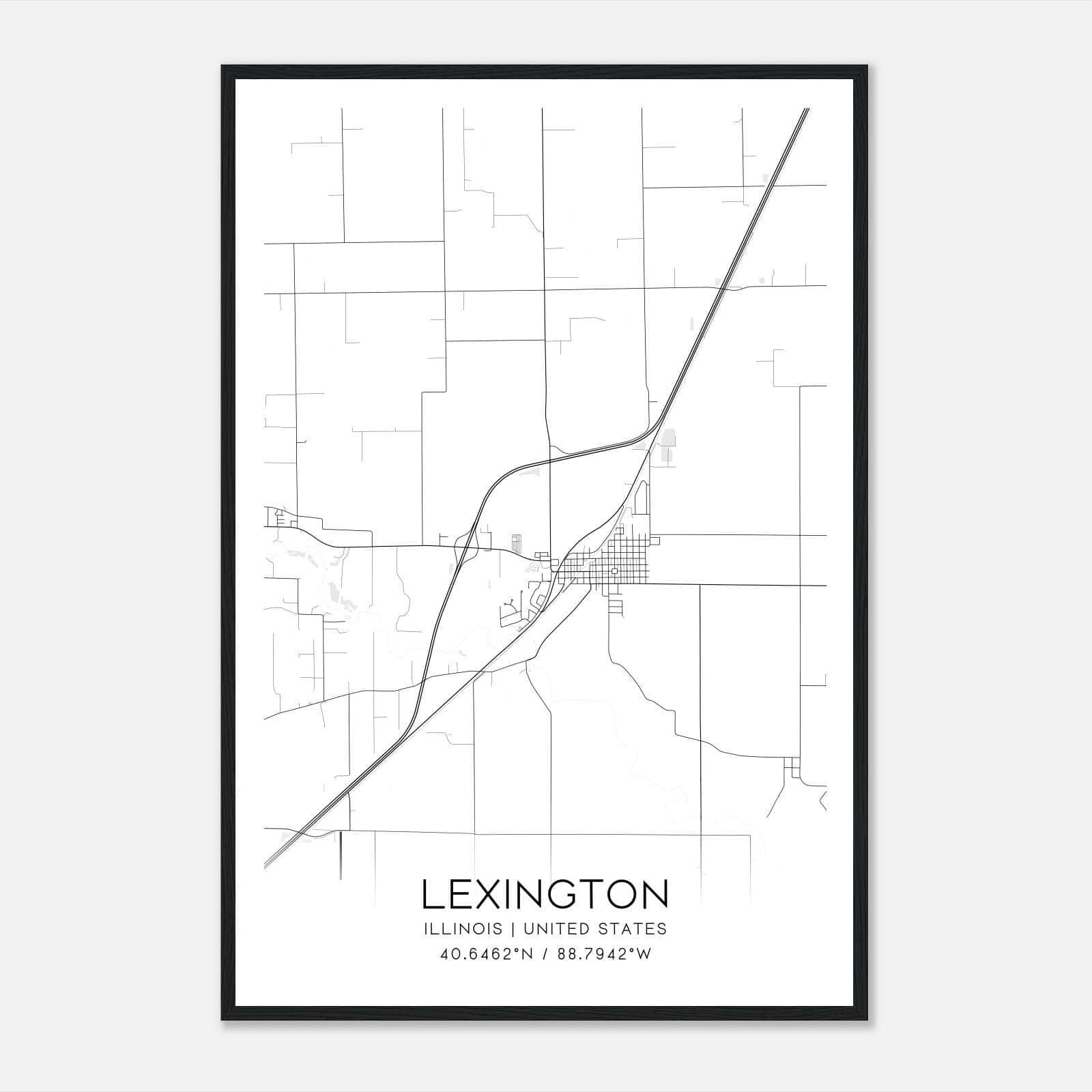 Lexington Illinois Map Poster, Modern Home Decor Wall Art Print Lexington Illinois Map Poster, Modern Home Decor Wall Art Print
