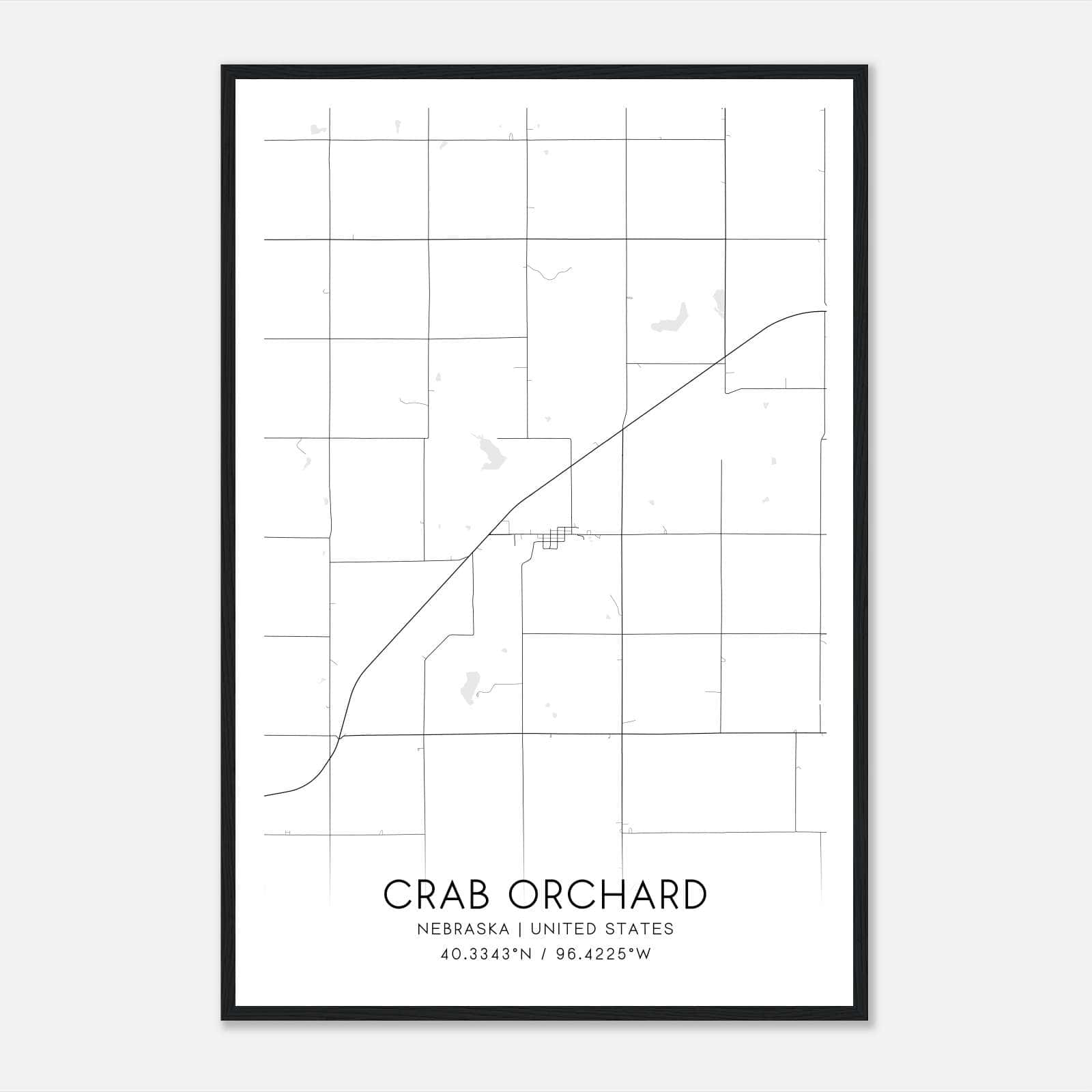 Crab Orchard Nebraska Map Poster, Modern Home Decor Wall Art Print Crab Orchard Nebraska Map Poster, Modern Home Decor Wall Art Print