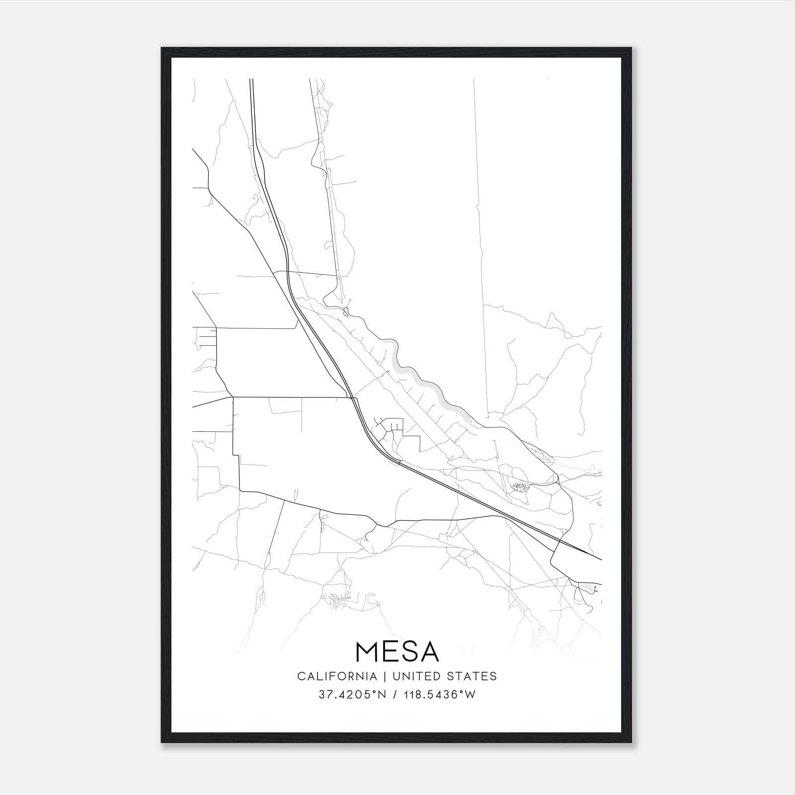 Mesa California Map Poster, Modern Home Decor Wall Art Print Mesa California Map Poster, Modern Home Decor Wall Art Print