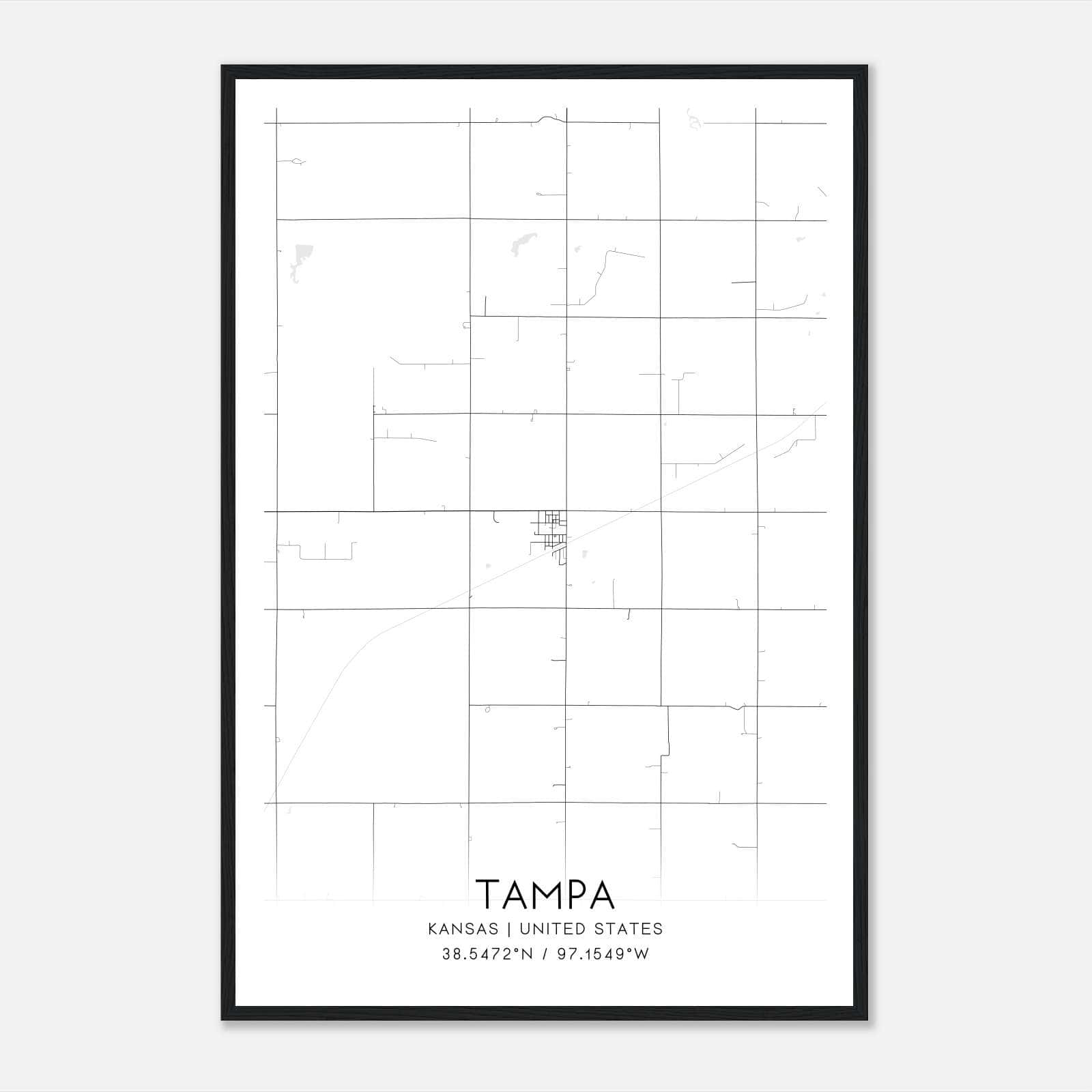 Tampa Kansas Map Poster, Modern Home Decor Wall Art Print Tampa Kansas Map Poster, Modern Home Decor Wall Art Print