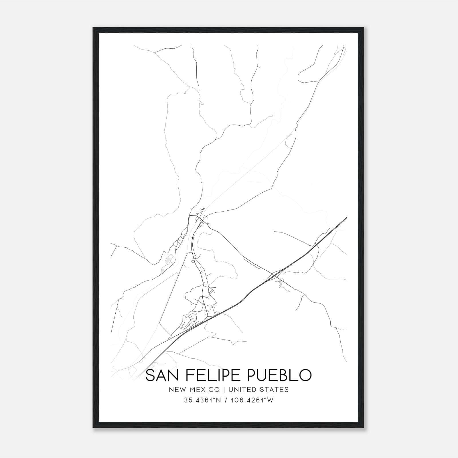 San Felipe Pueblo New Mexico Map Poster, Modern Home Decor Wall Art Print San Felipe Pueblo New Mexico Map Poster, Modern Home Decor Wall Art Print