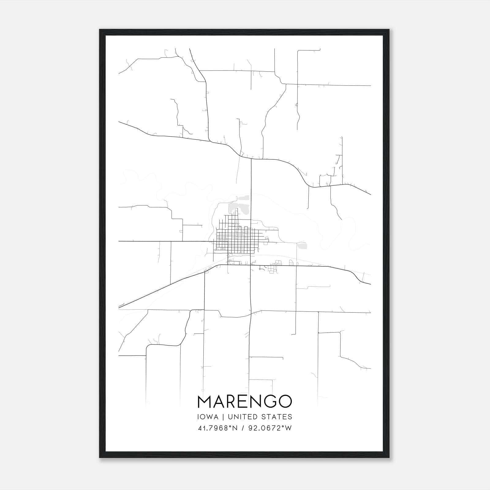 Marengo Iowa Map Poster, Modern Home Decor Wall Art Print Marengo Iowa Map Poster, Modern Home Decor Wall Art Print